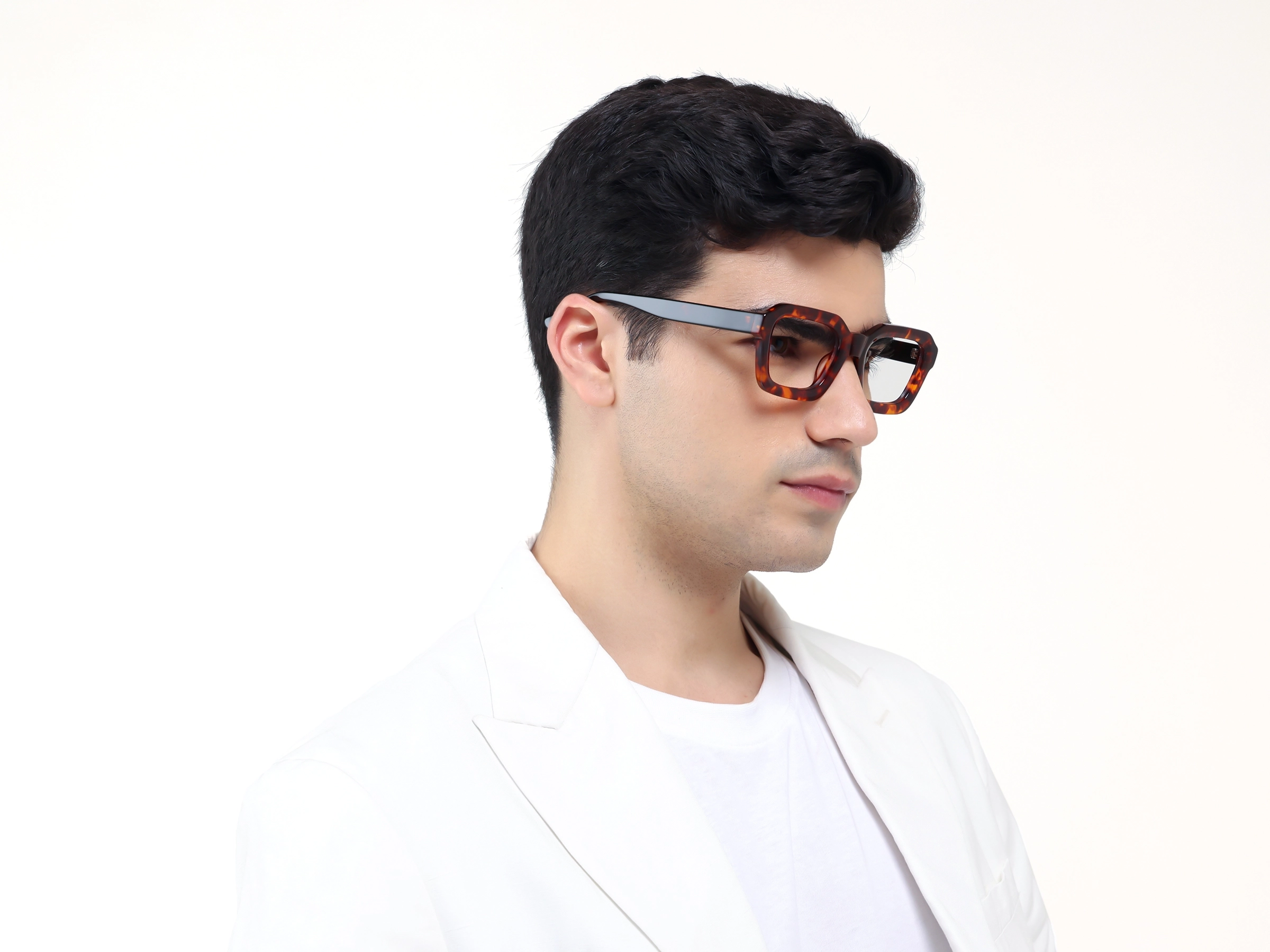 Tortoise Square Geometric Full-rim Glasses