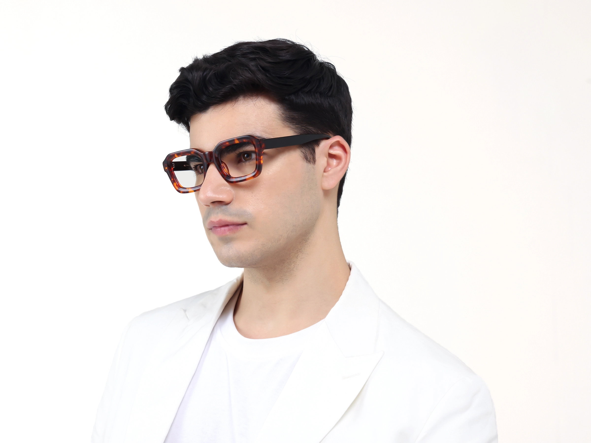 Tortoise Square Geometric Full-rim Glasses