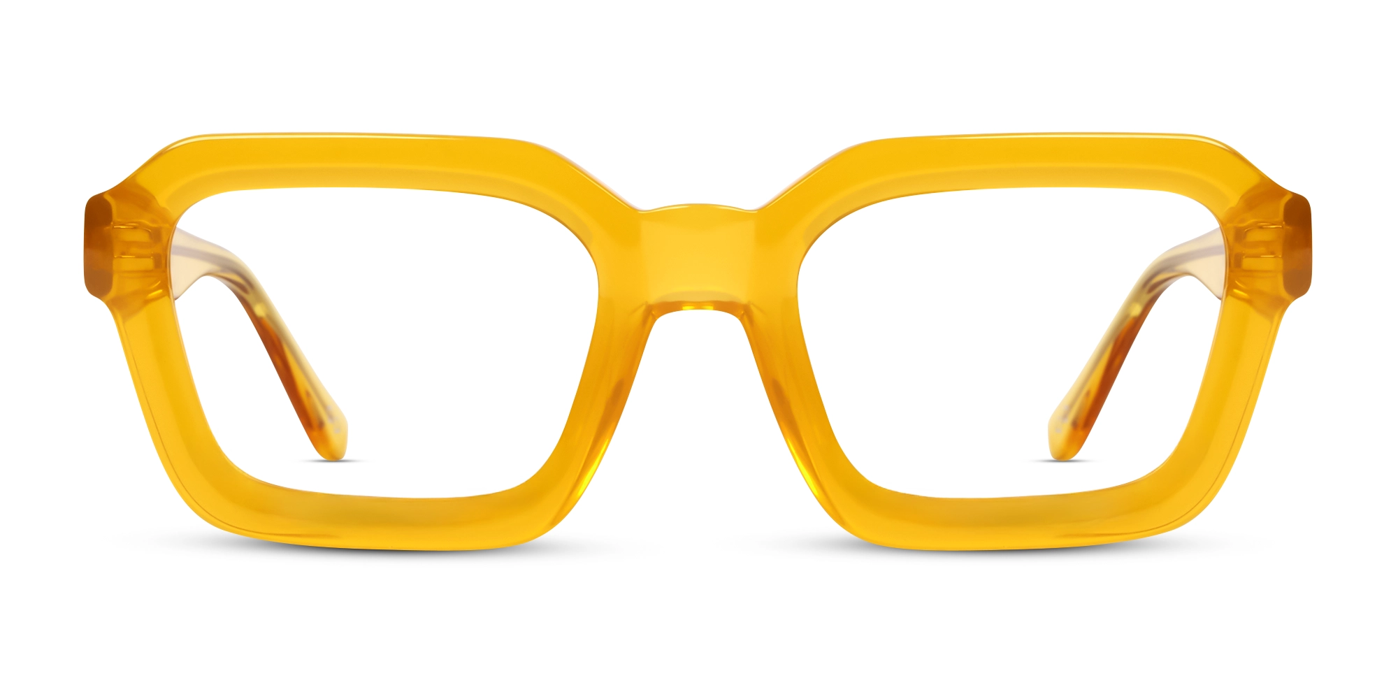Amber Yellow Square Geometric Acetate Glasses