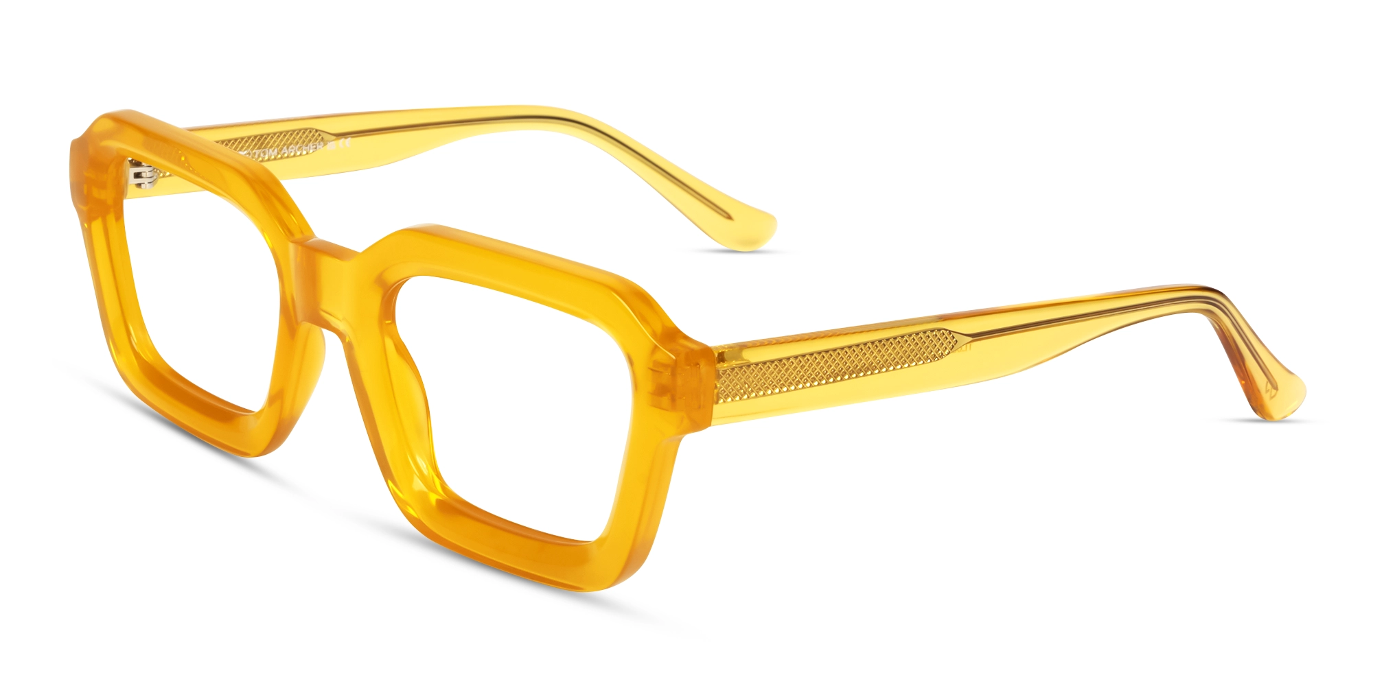 Amber Yellow Square Geometric Acetate Glasses