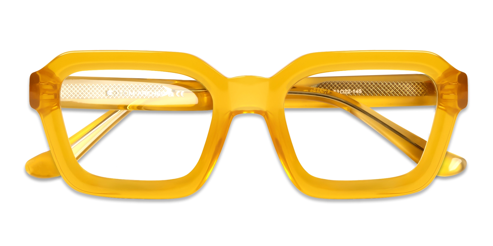 Amber Yellow Square Geometric Acetate Glasses