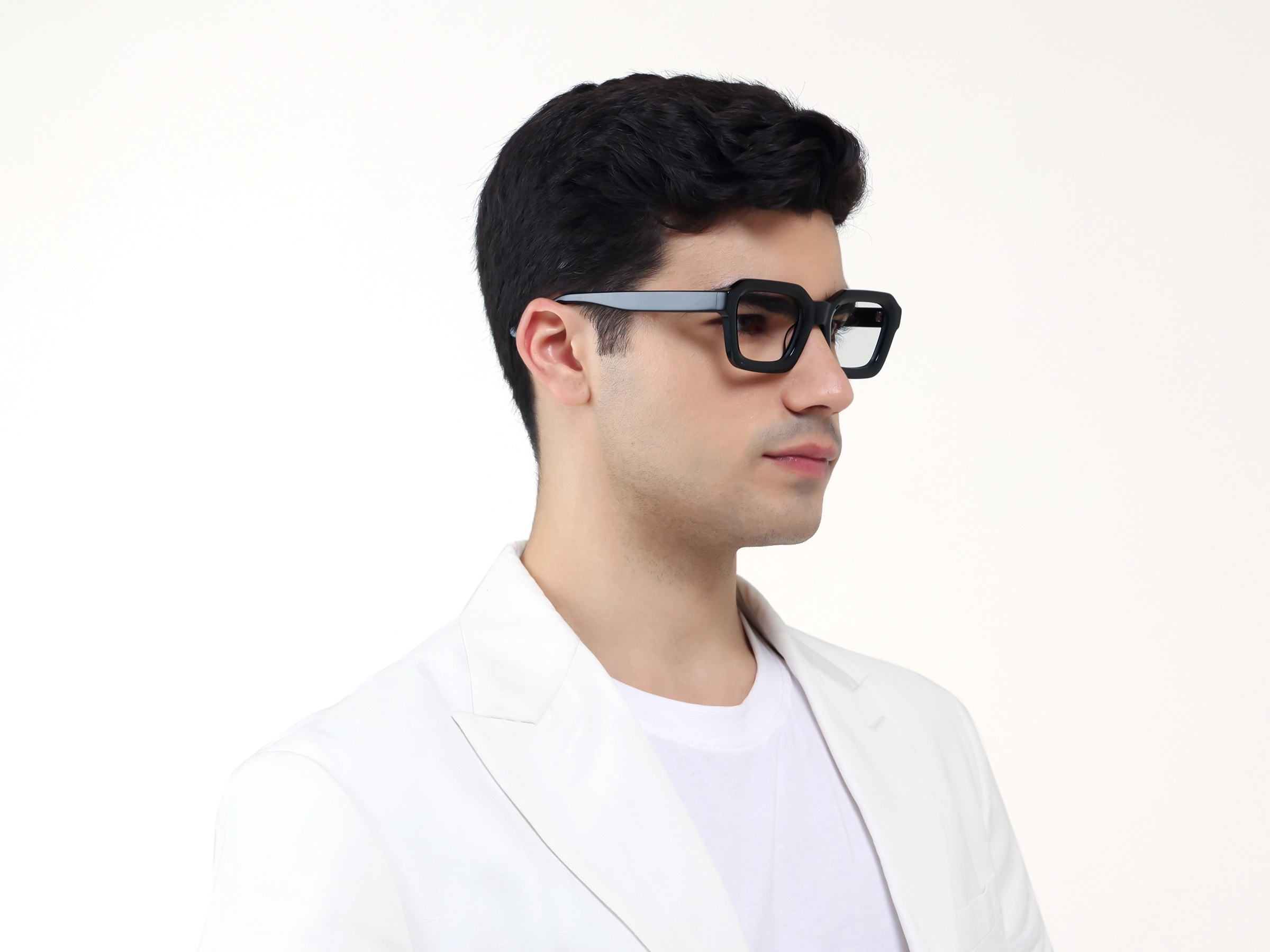 Black Acetate Geometric Full-rim Glasses