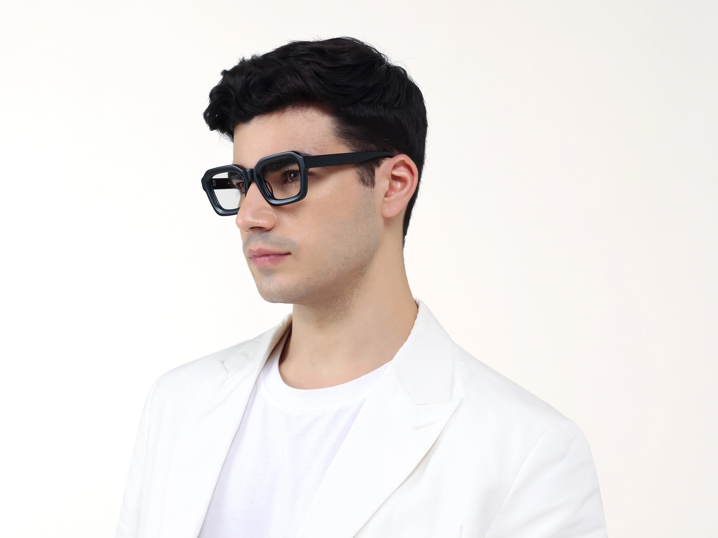 Black Acetate Geometric Full-rim Glasses