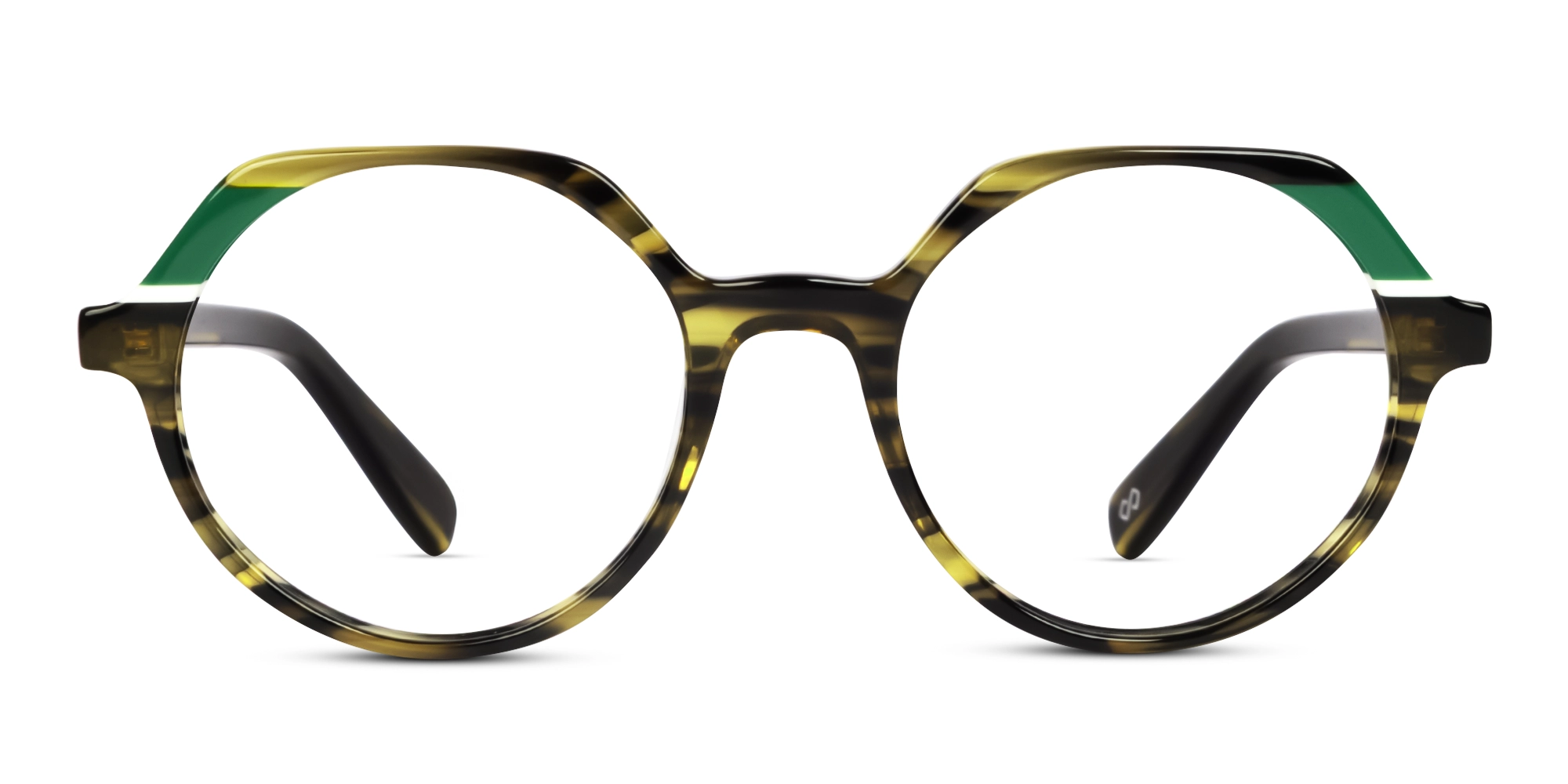 Green Tortoise Round Fullrim Acetate Glasses-1