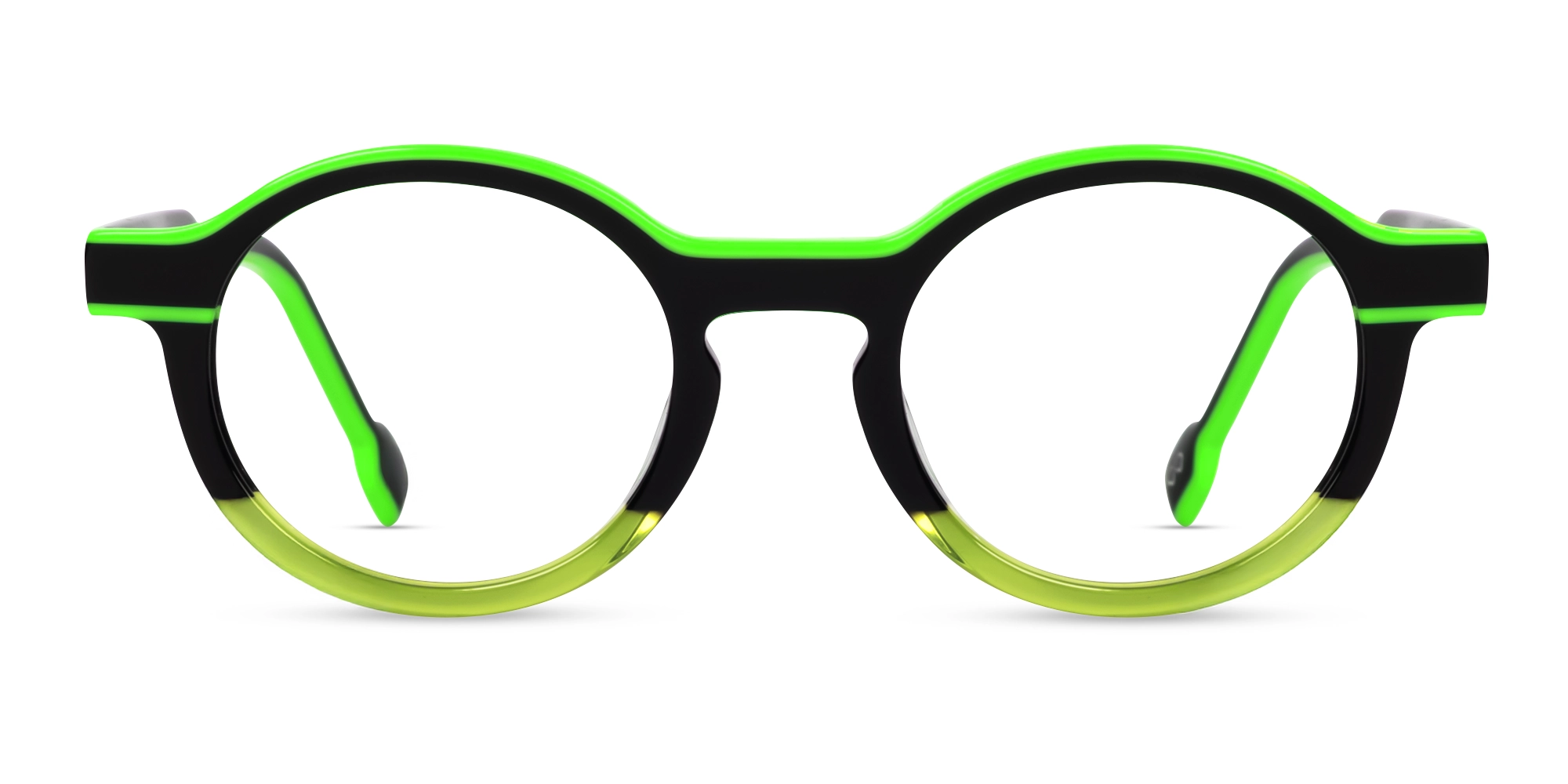 Black & Neon Round Keyhole Bridge Glasses-1