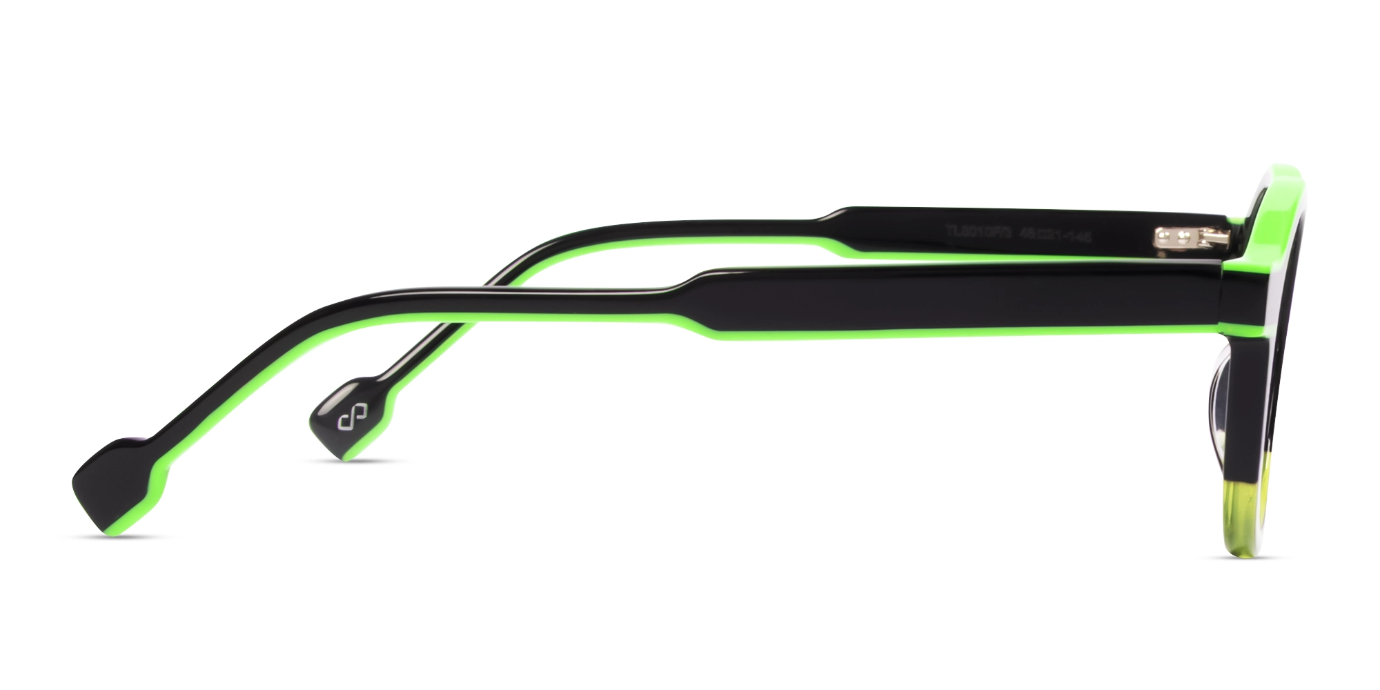 Black & Neon Round Keyhole Bridge Glasses-3
