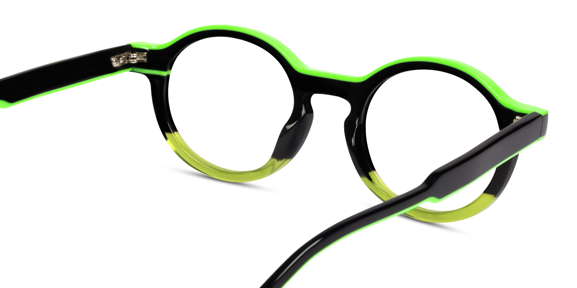 Black & Neon Round Keyhole Bridge Glasses-4
