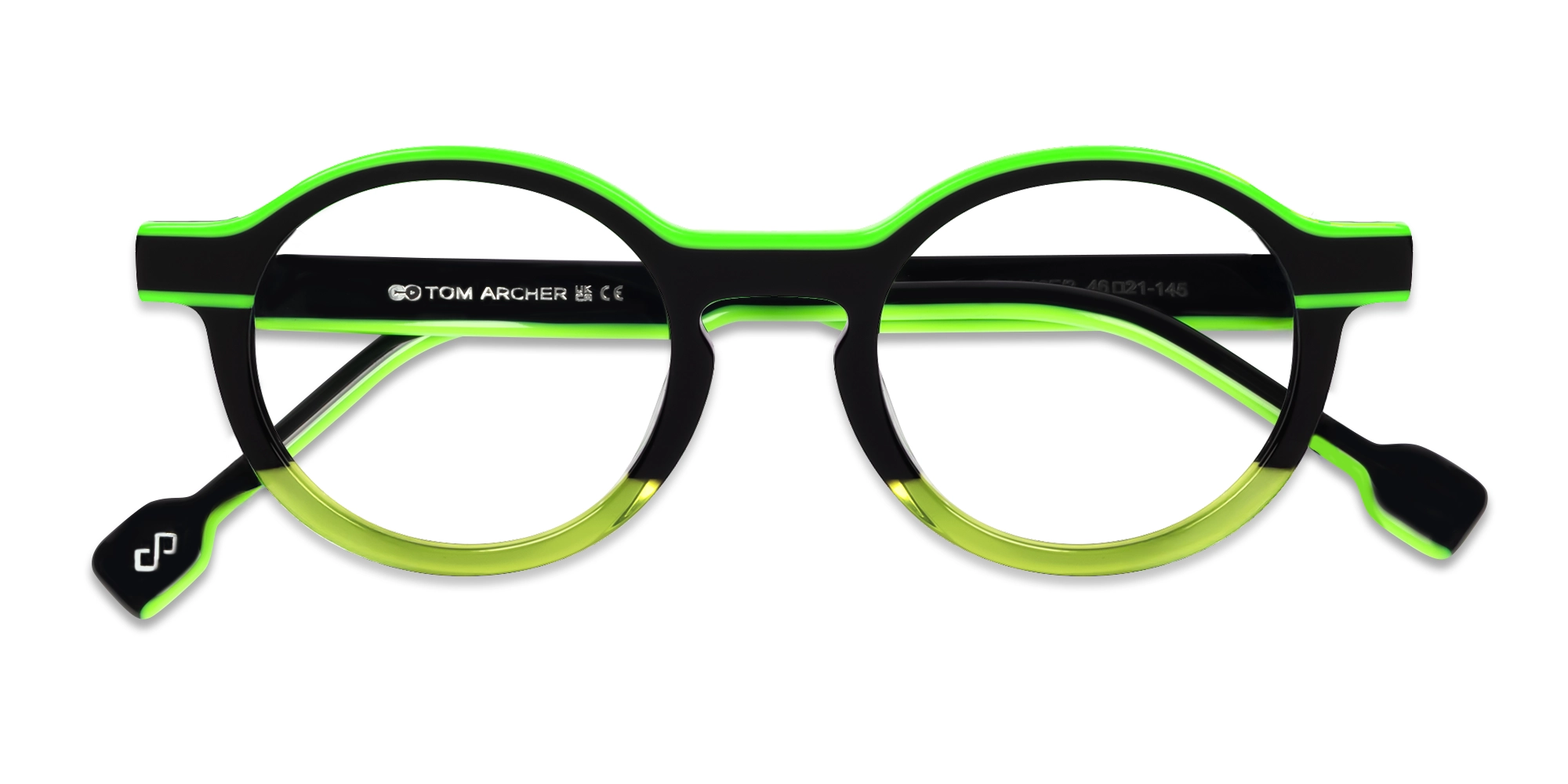 Black & Neon Round Keyhole Bridge Glasses-5