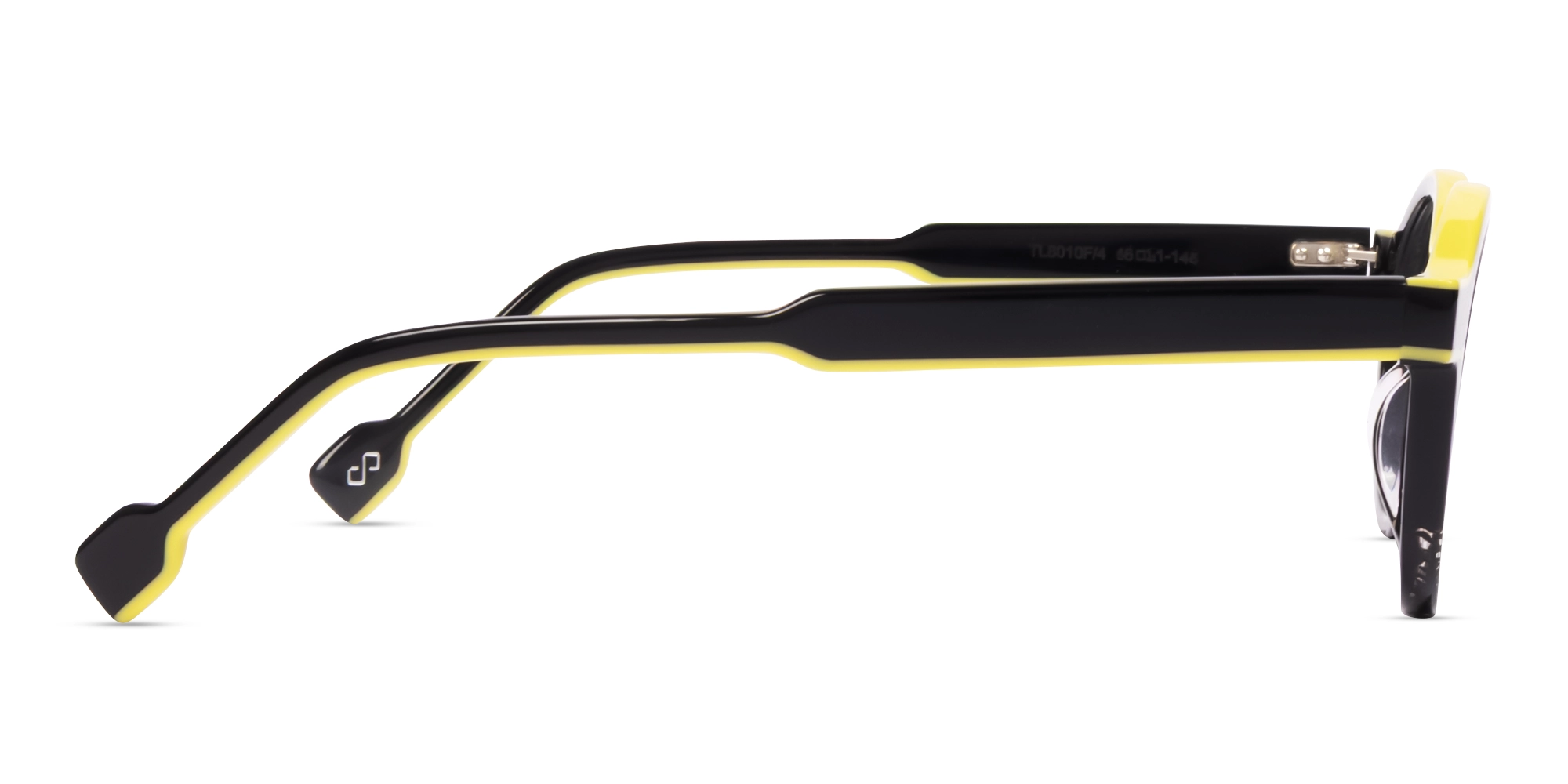 Black & Pale Yellow Round Keyhole Bridge Glasses-3