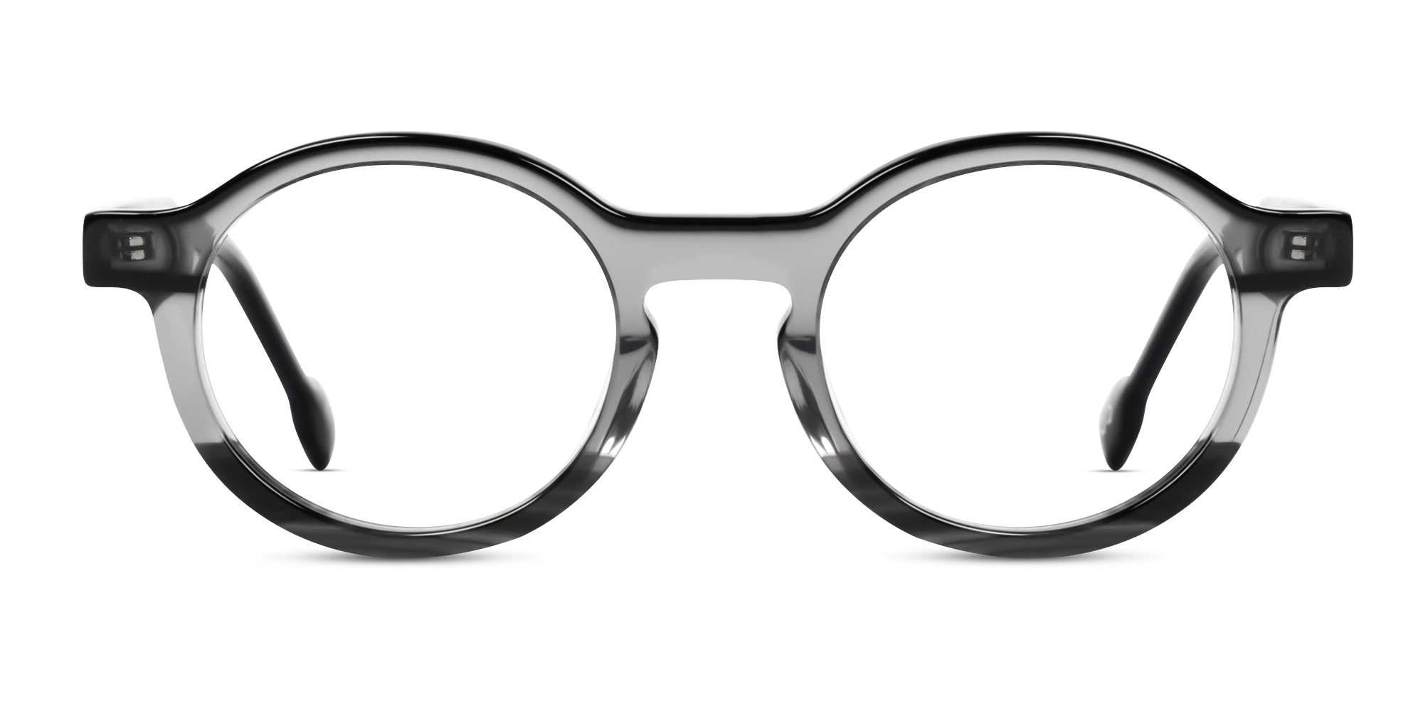 Crystal Grey Round Keyhole Bridge Glasses-1