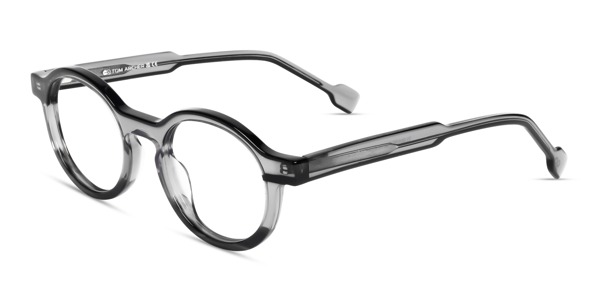 Crystal Grey Round Keyhole Bridge Glasses-2