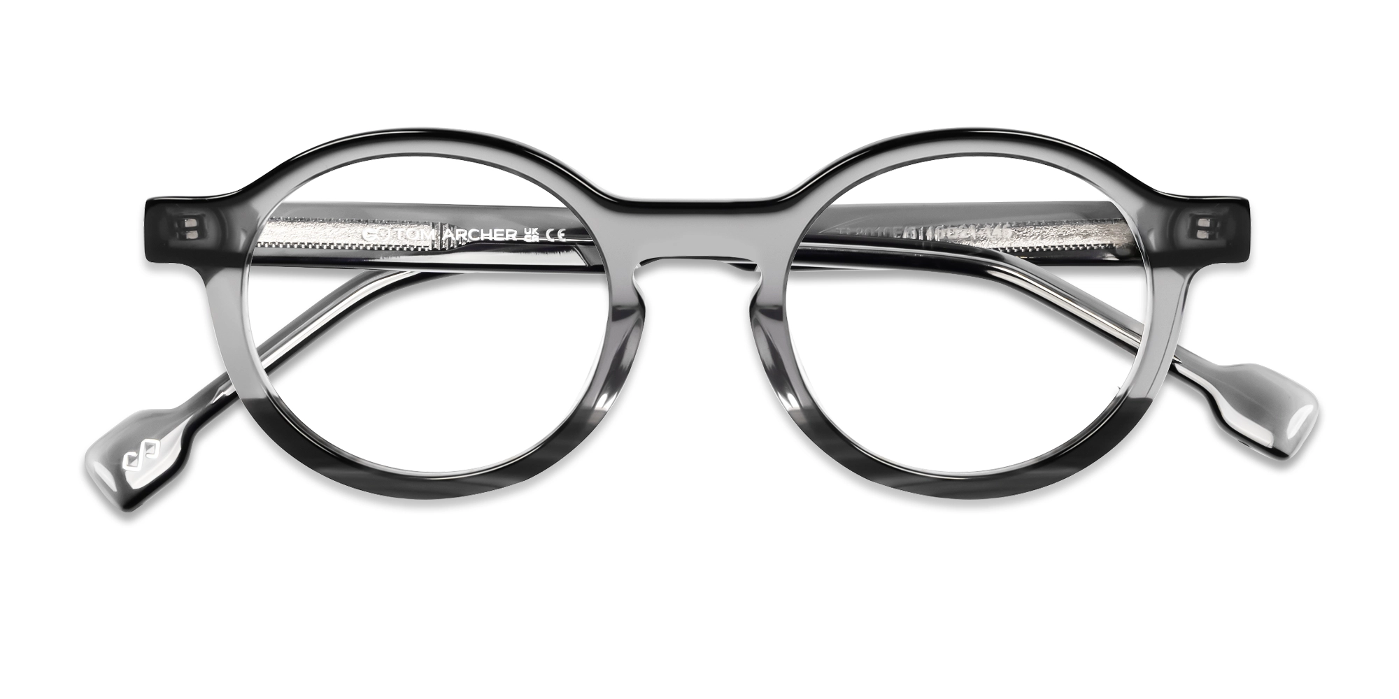 Crystal Grey Round Keyhole Bridge Glasses-5