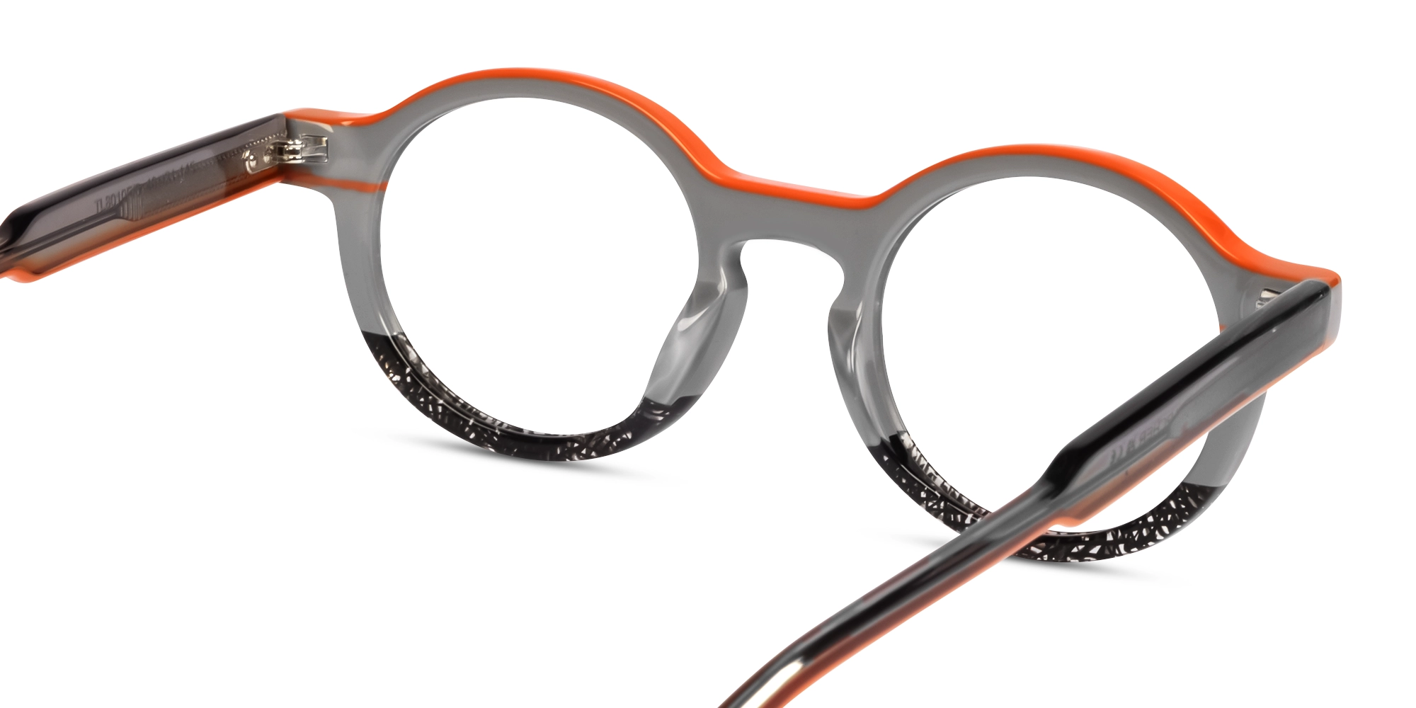 Grey & Orange Round Keyhole Bridge Glasses-4