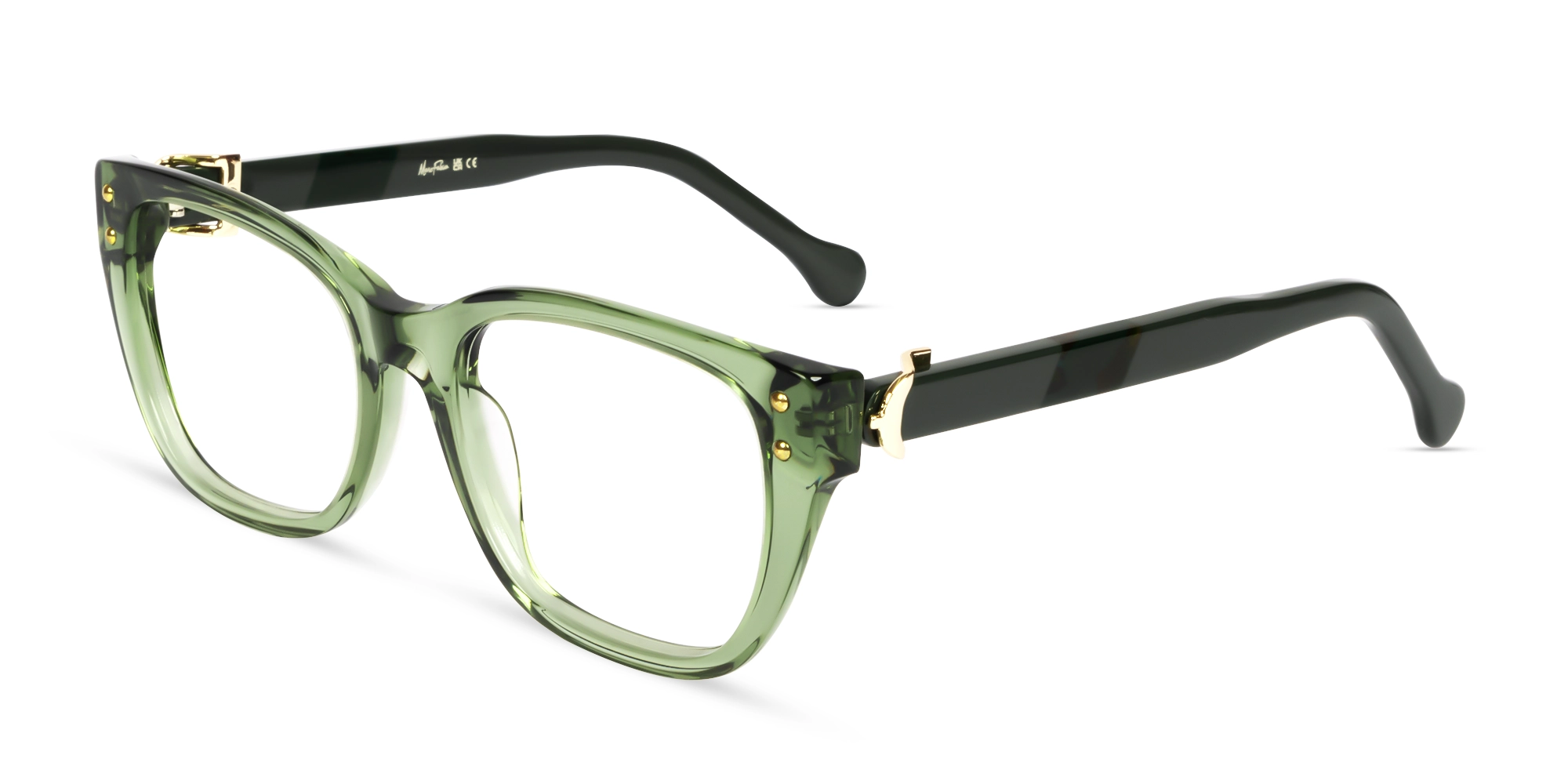 Crystal Gin Green Cat-eye Fullrim Glasses-3