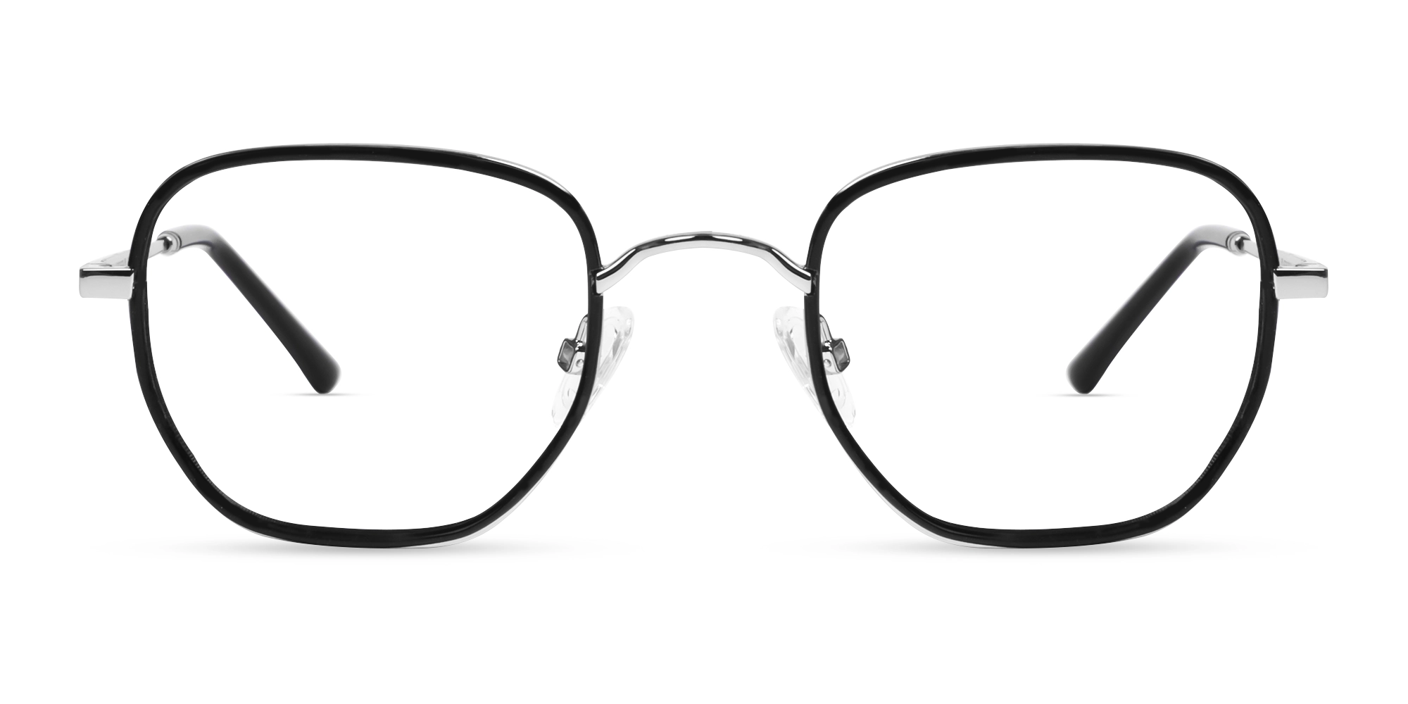 Black & Silver Small Geometric Keyhole Bridge Glasses