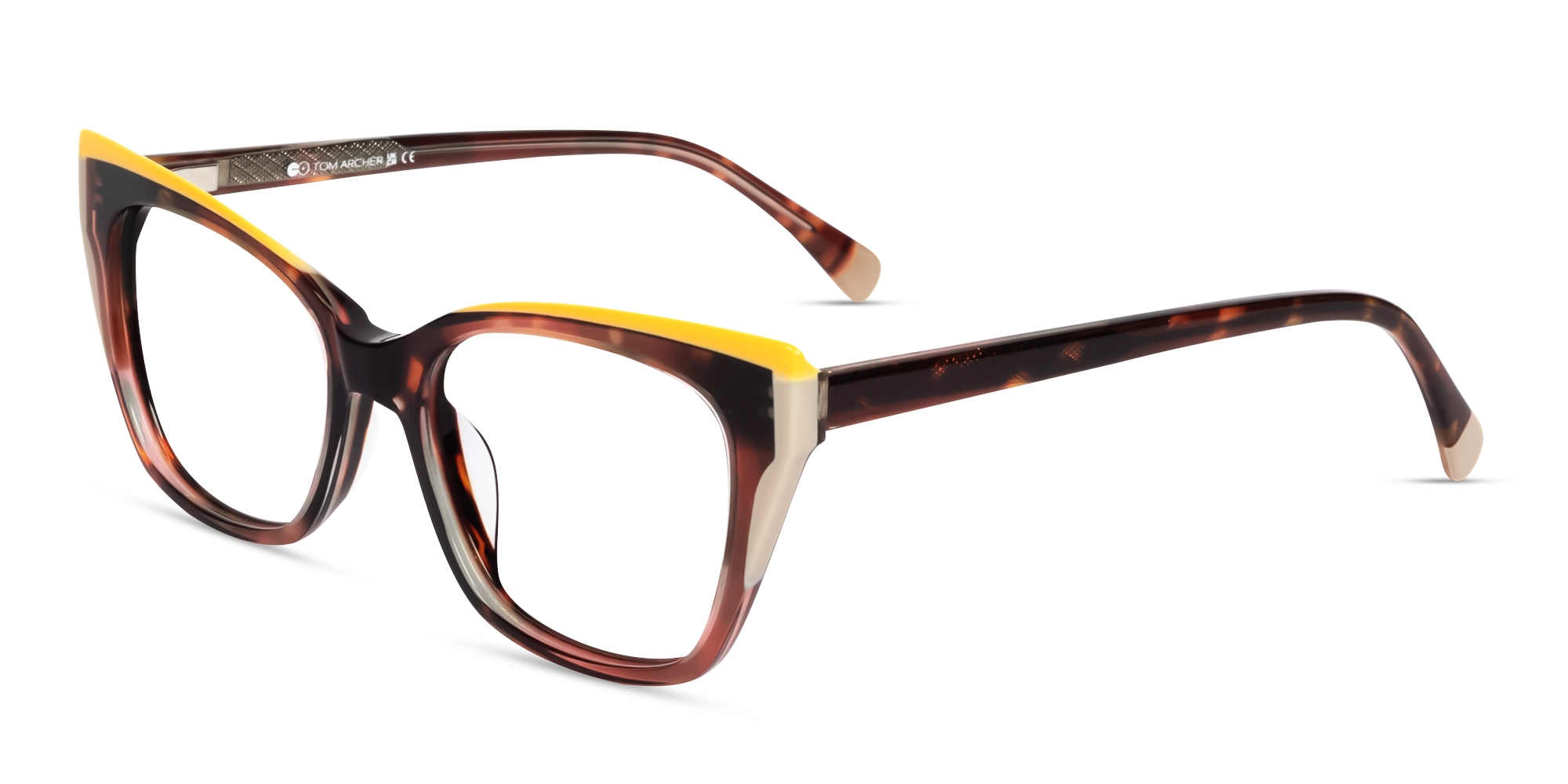 Yellow & Brown Grotto Cateye Fullrim Glasses-3