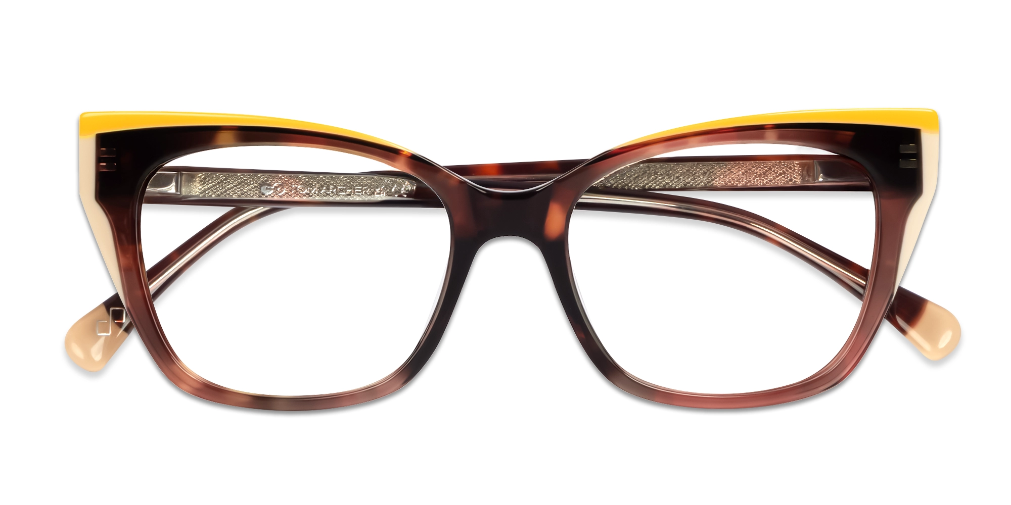 Yellow & Brown Grotto Cateye Fullrim Glasses-6