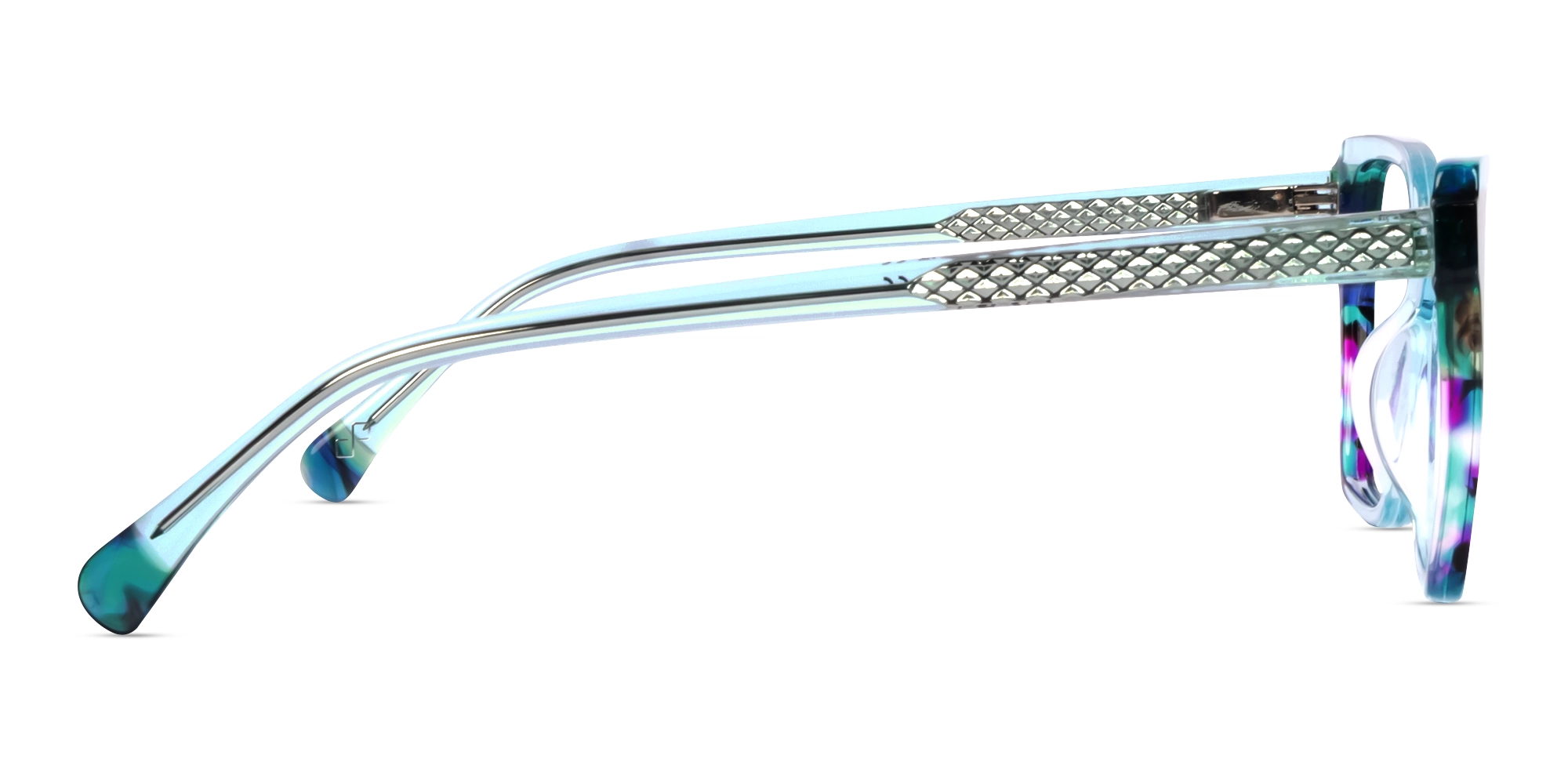 Crystal Ice Blue Cat-eye Glasses For Women-4