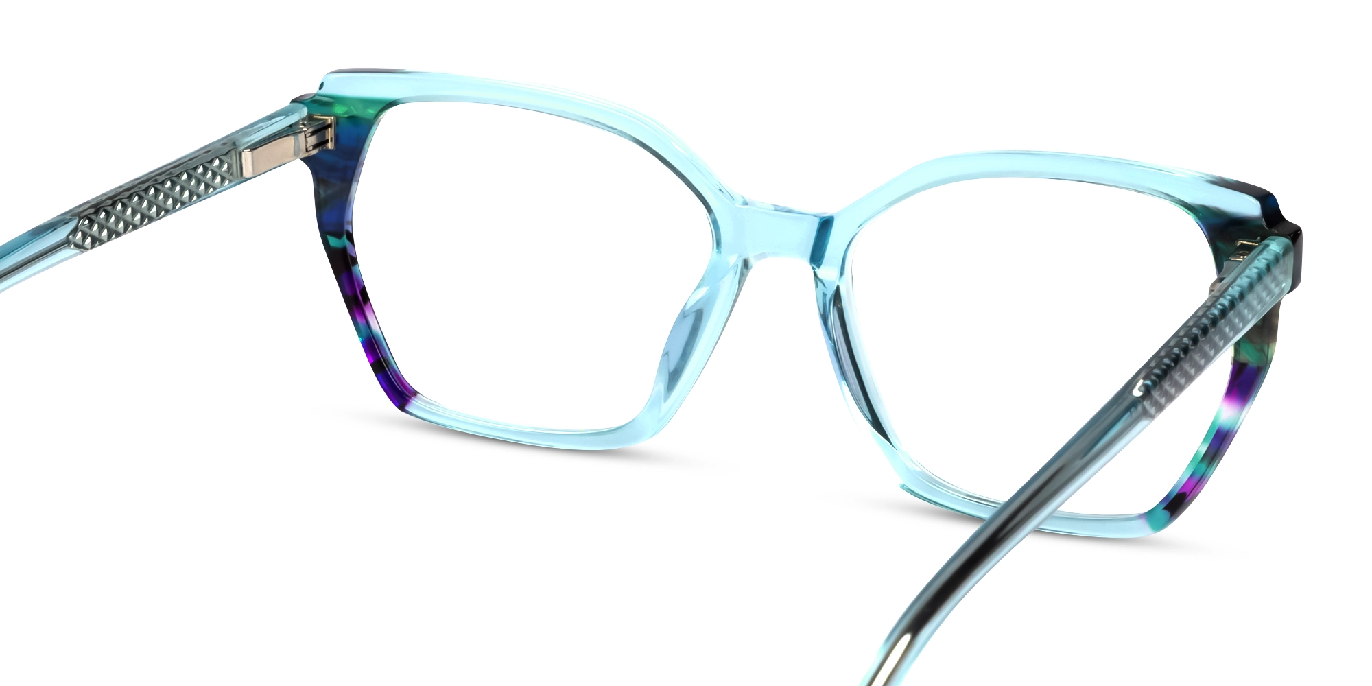 Crystal Ice Blue Cat-eye Glasses For Women-5