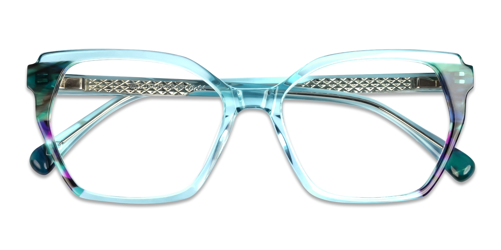 Crystal Ice Blue Cat-eye Glasses For Women-6