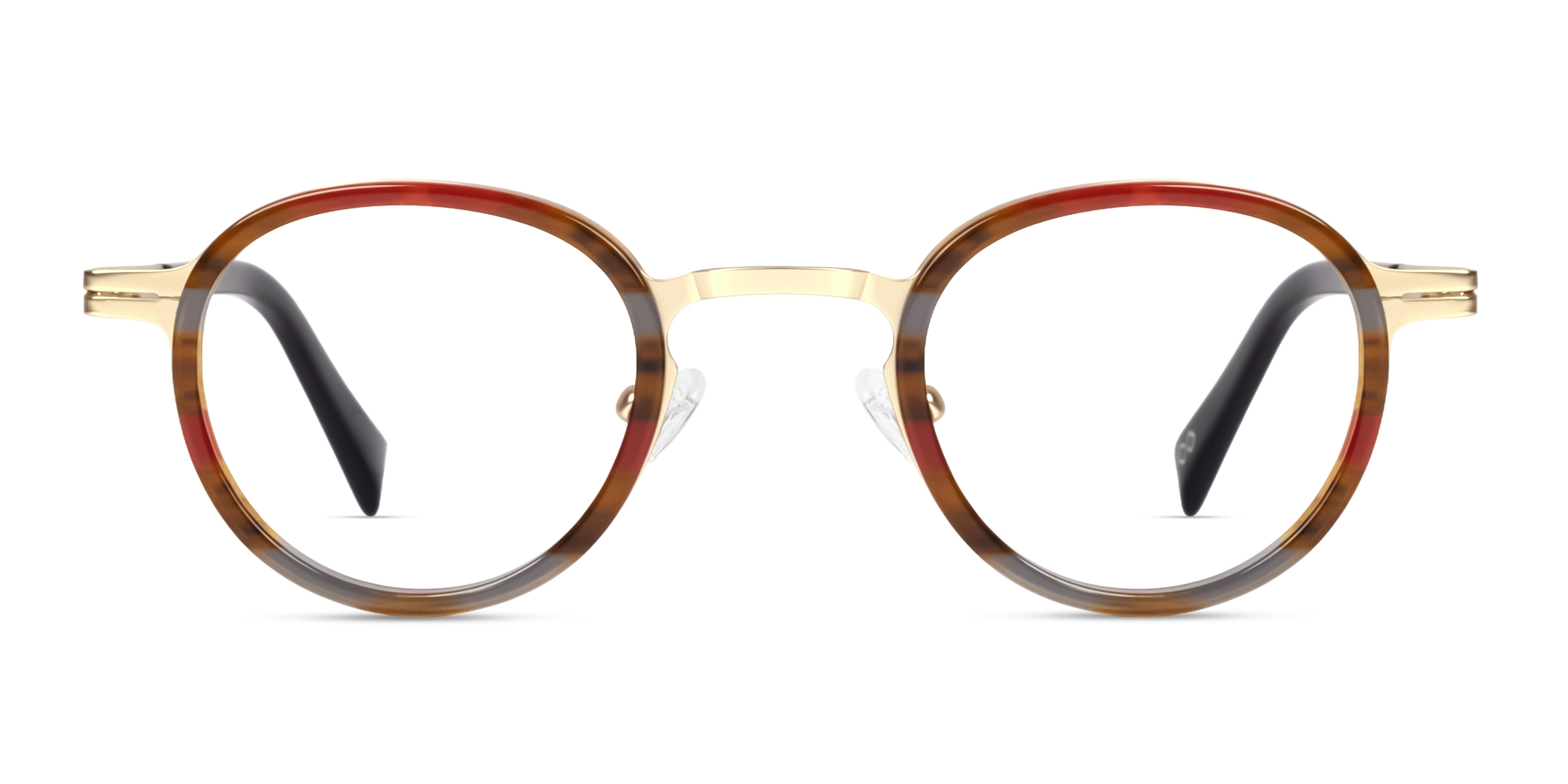Small Round Red Marble & Gold Fullrim Glasses
