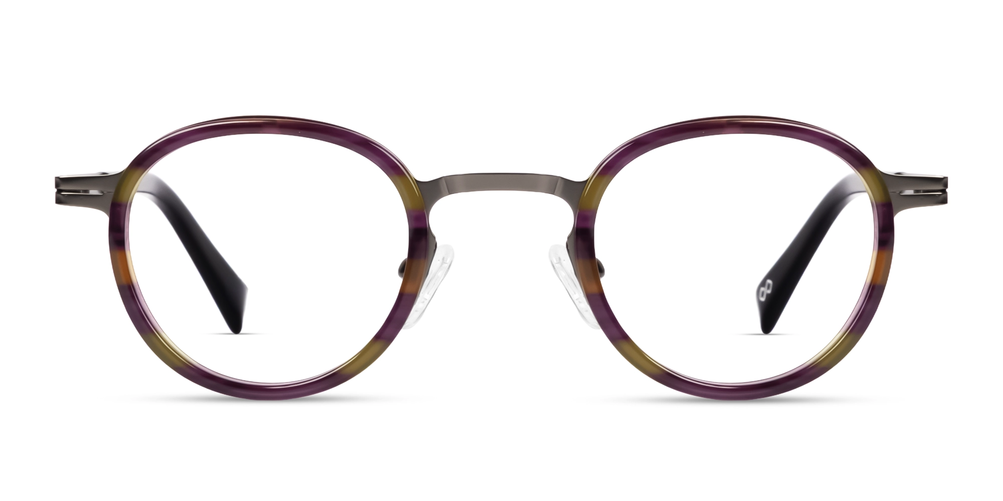 Small Round Orchid Marble & Gunmetal Glasses