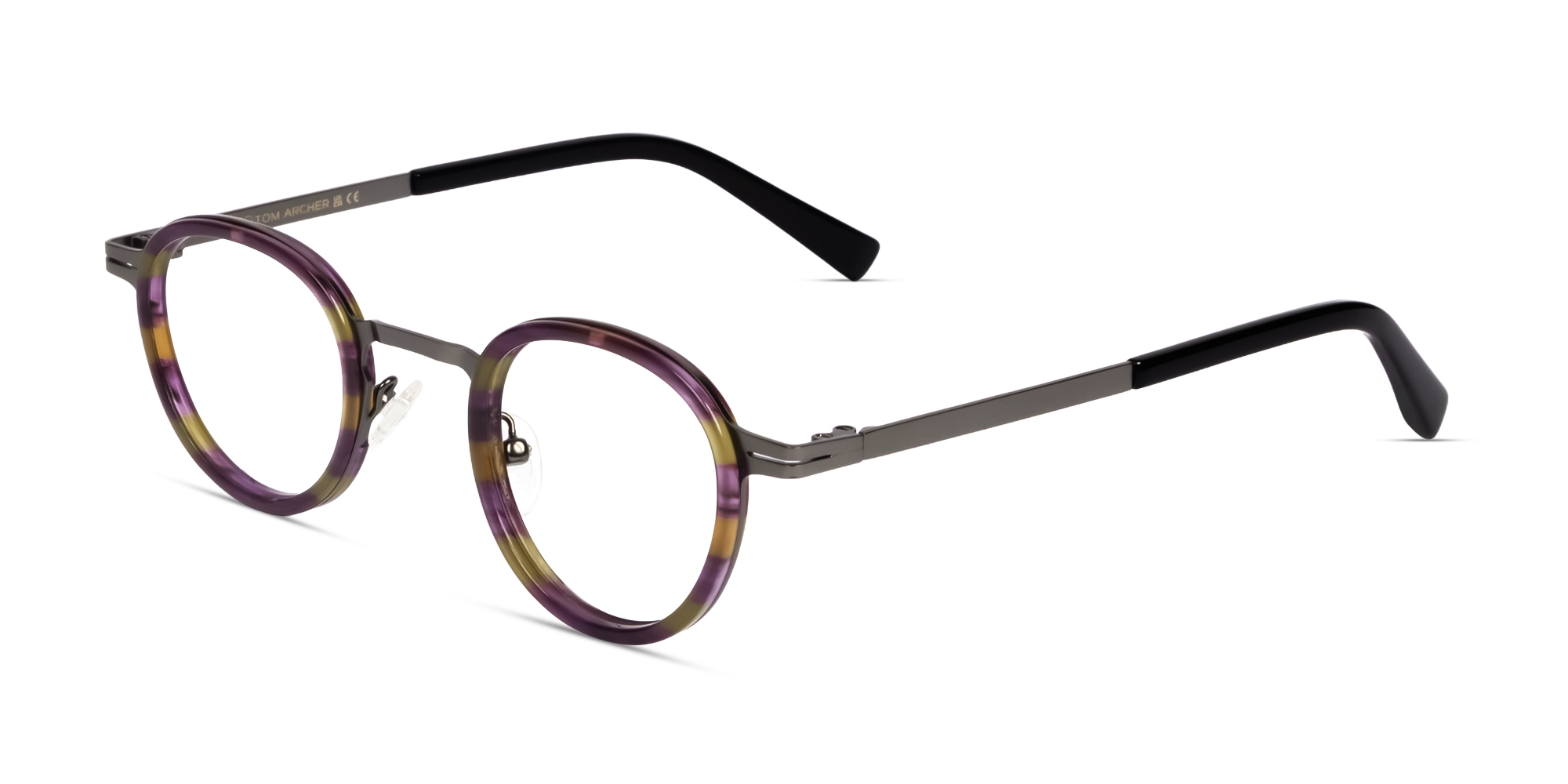 Small Round Orchid Marble & Gunmetal Glasses