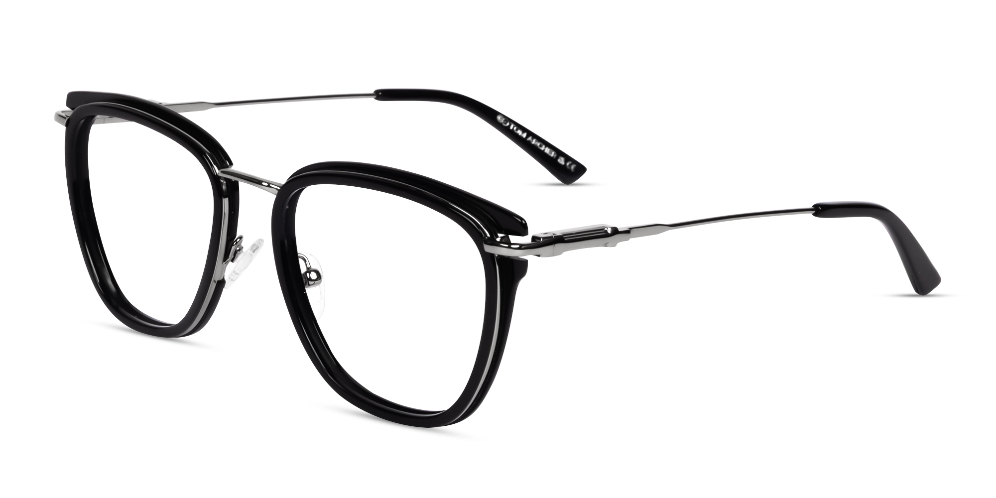 Black Keyhole Bridge Cateye Glasses-2