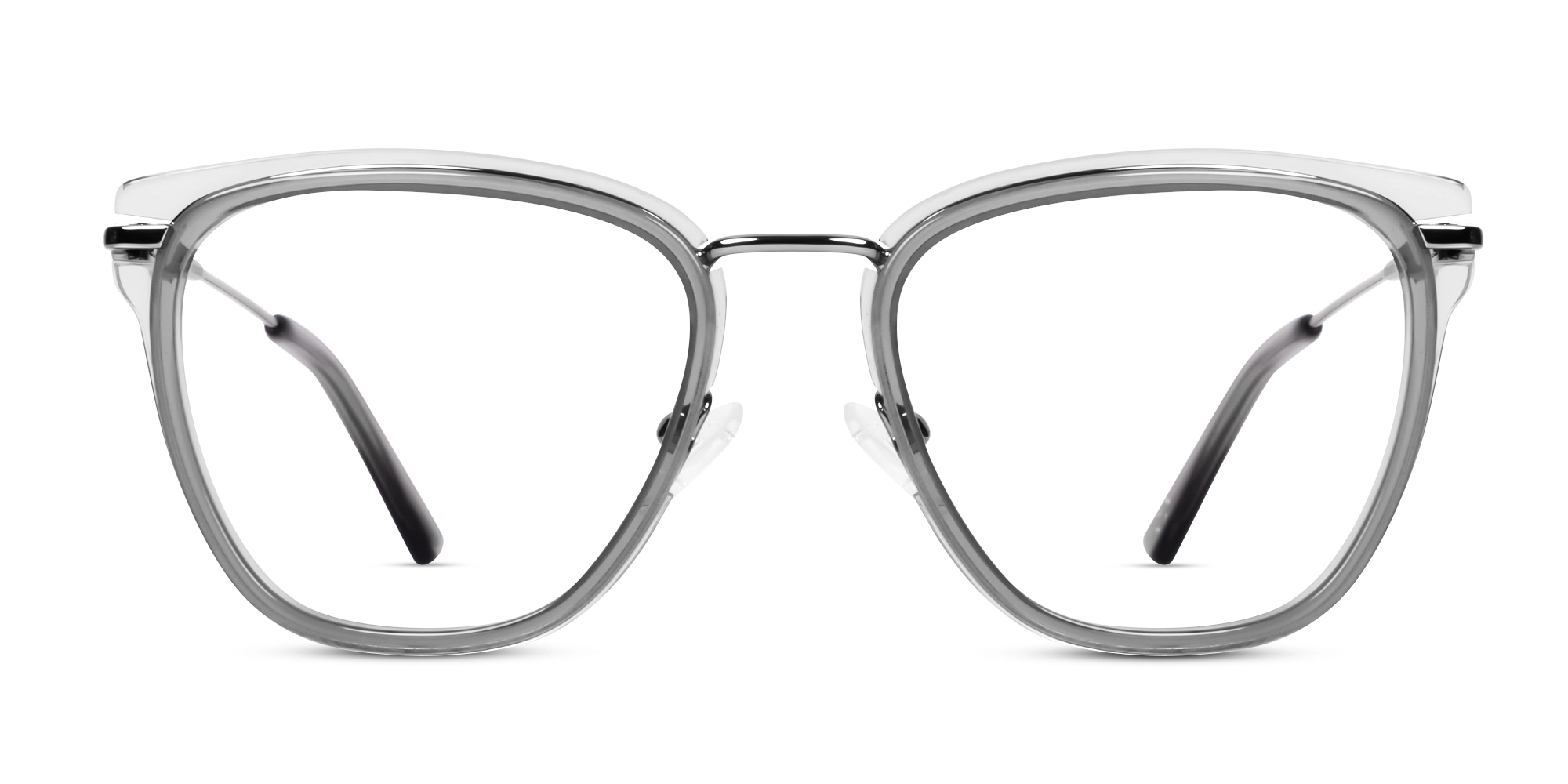 Crystal Smoke Grey Keyhole Bridge Cateye Glasses-1