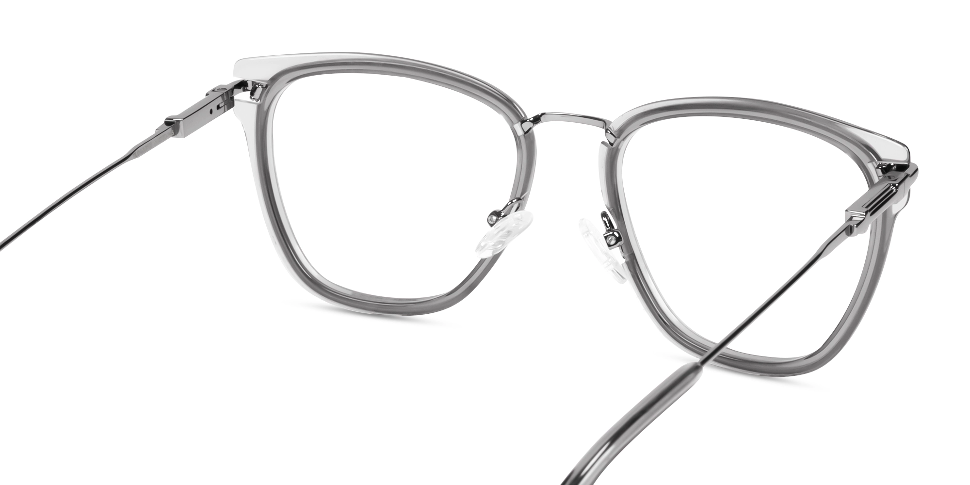 Crystal Smoke Grey Keyhole Bridge Cateye Glasses-4