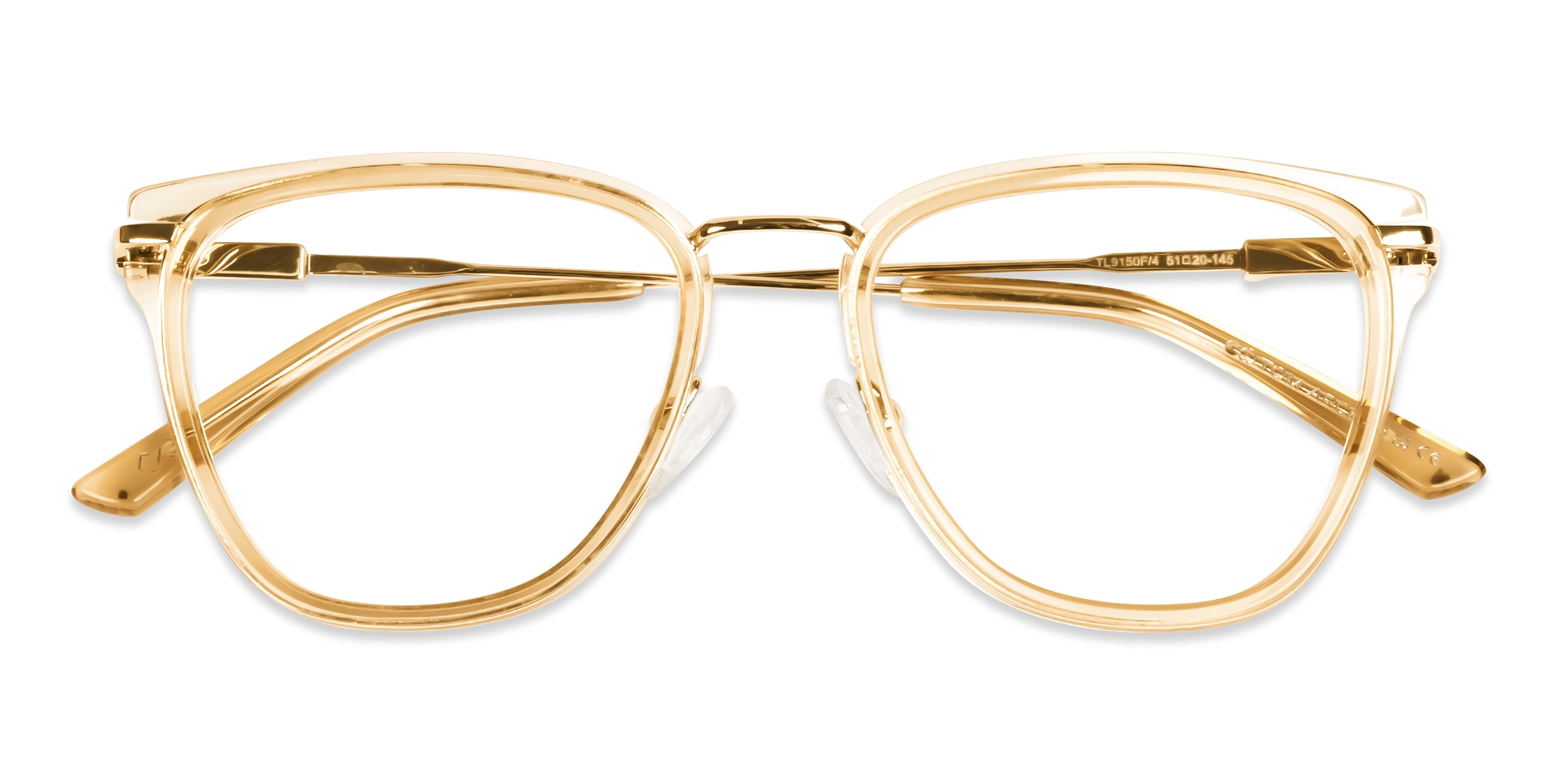 Water Beige Keyhole Bridge Cateye Glasses-5