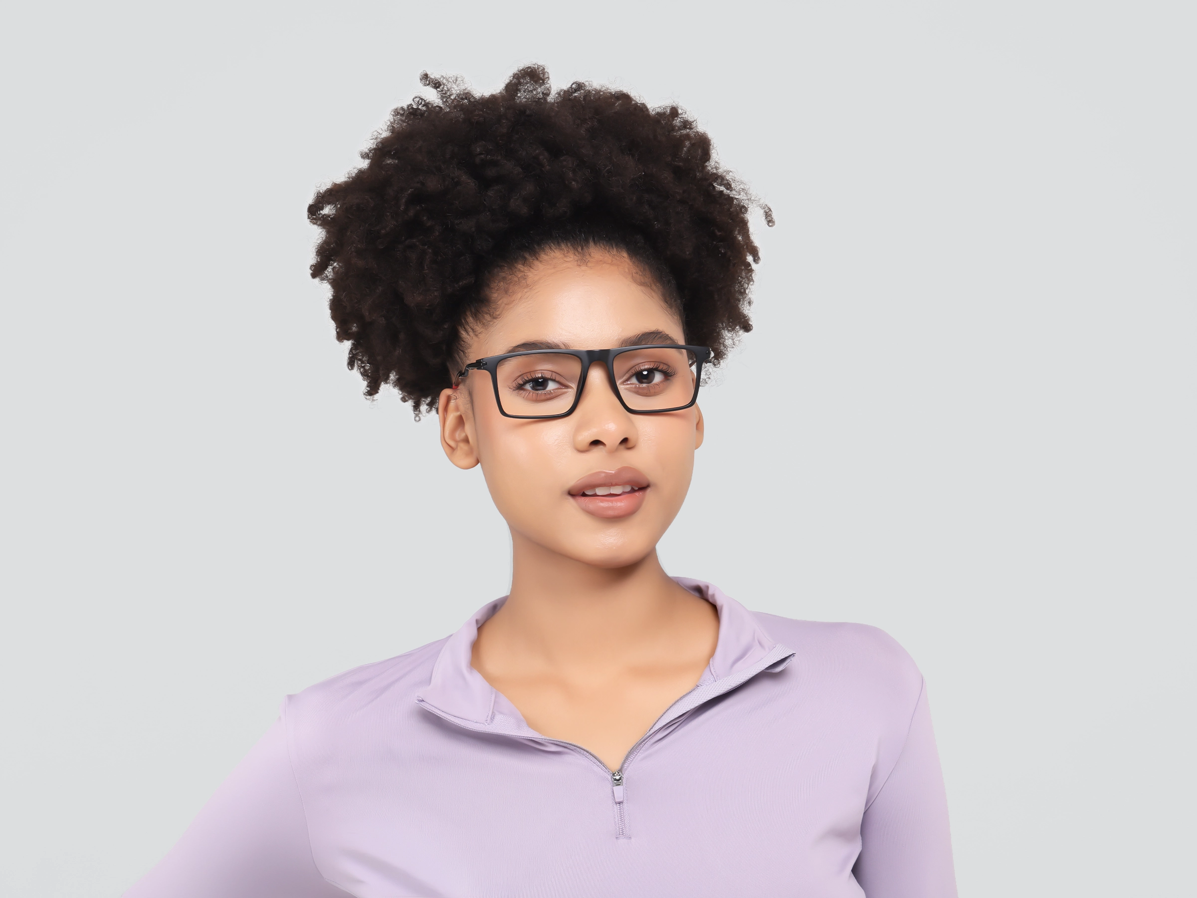 Matte Black Sports Rectangular Flattop Glasses-11