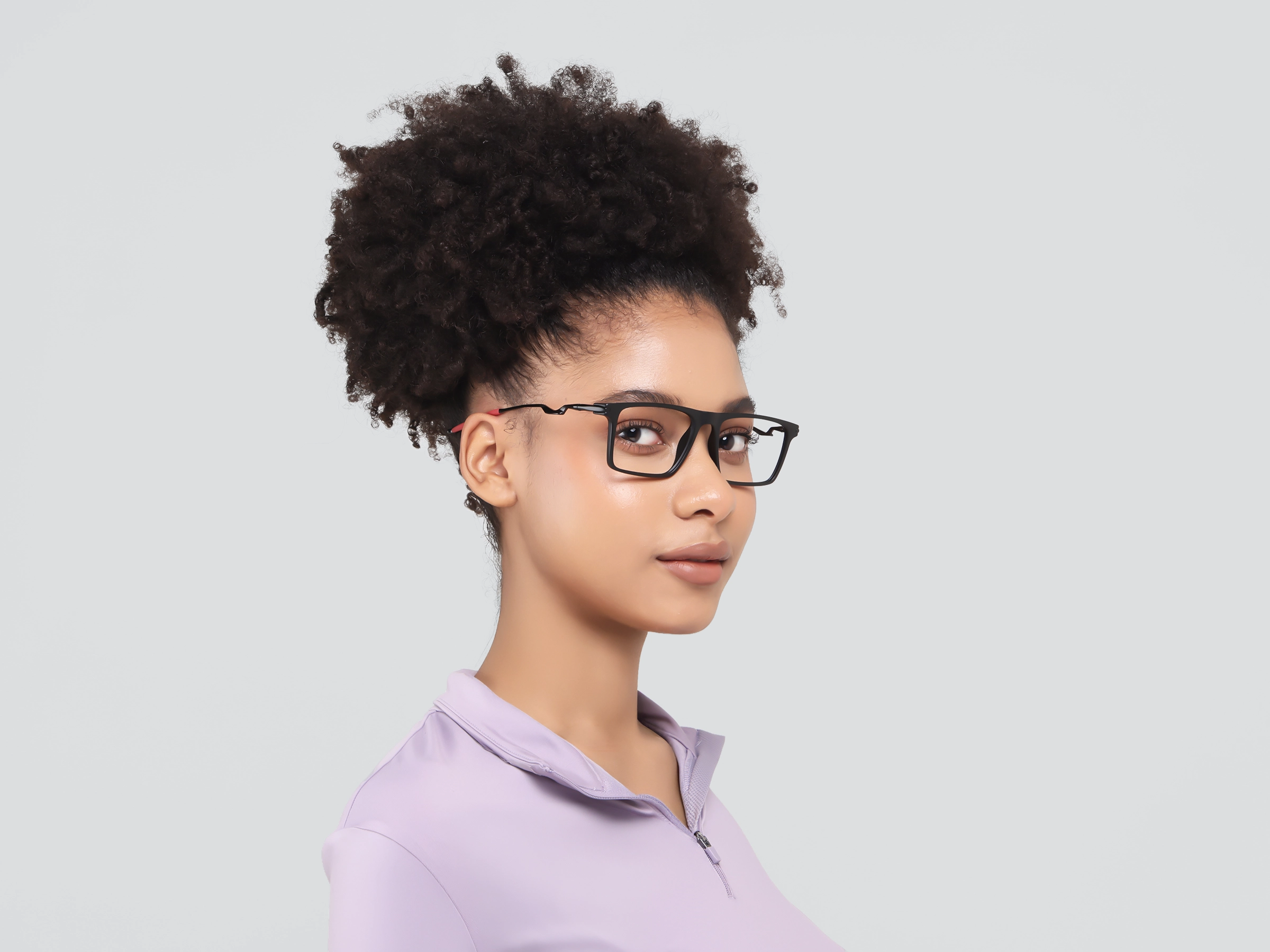 Matte Black Sports Rectangular Flattop Glasses-12