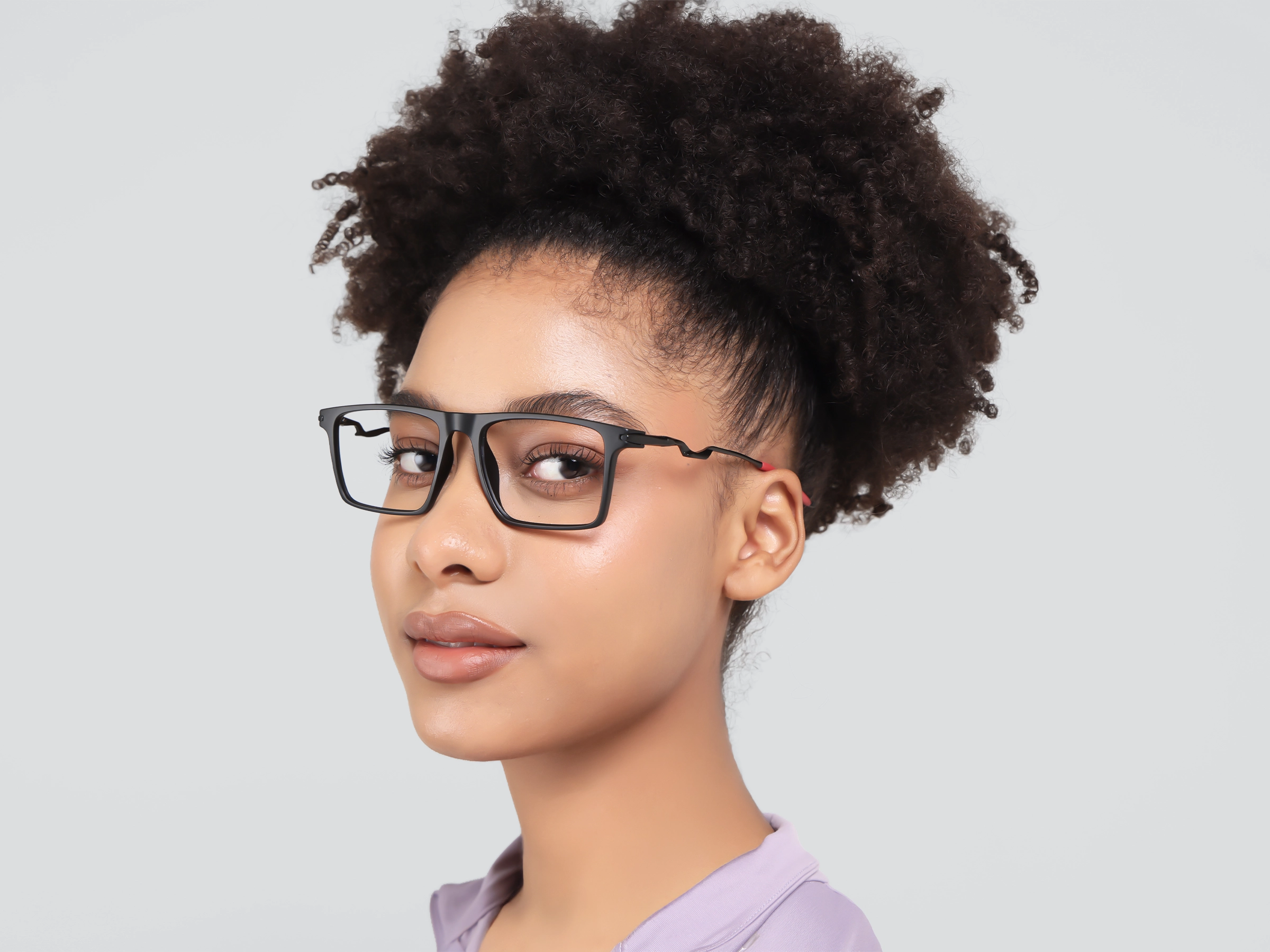 Matte Black Sports Rectangular Flattop Glasses-13