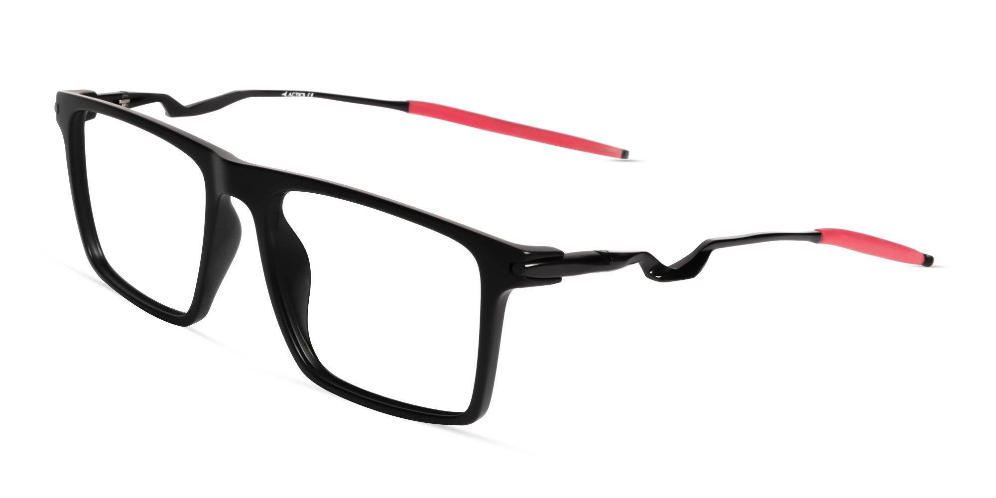 Matte Black Sports Rectangular Flattop Glasses-3