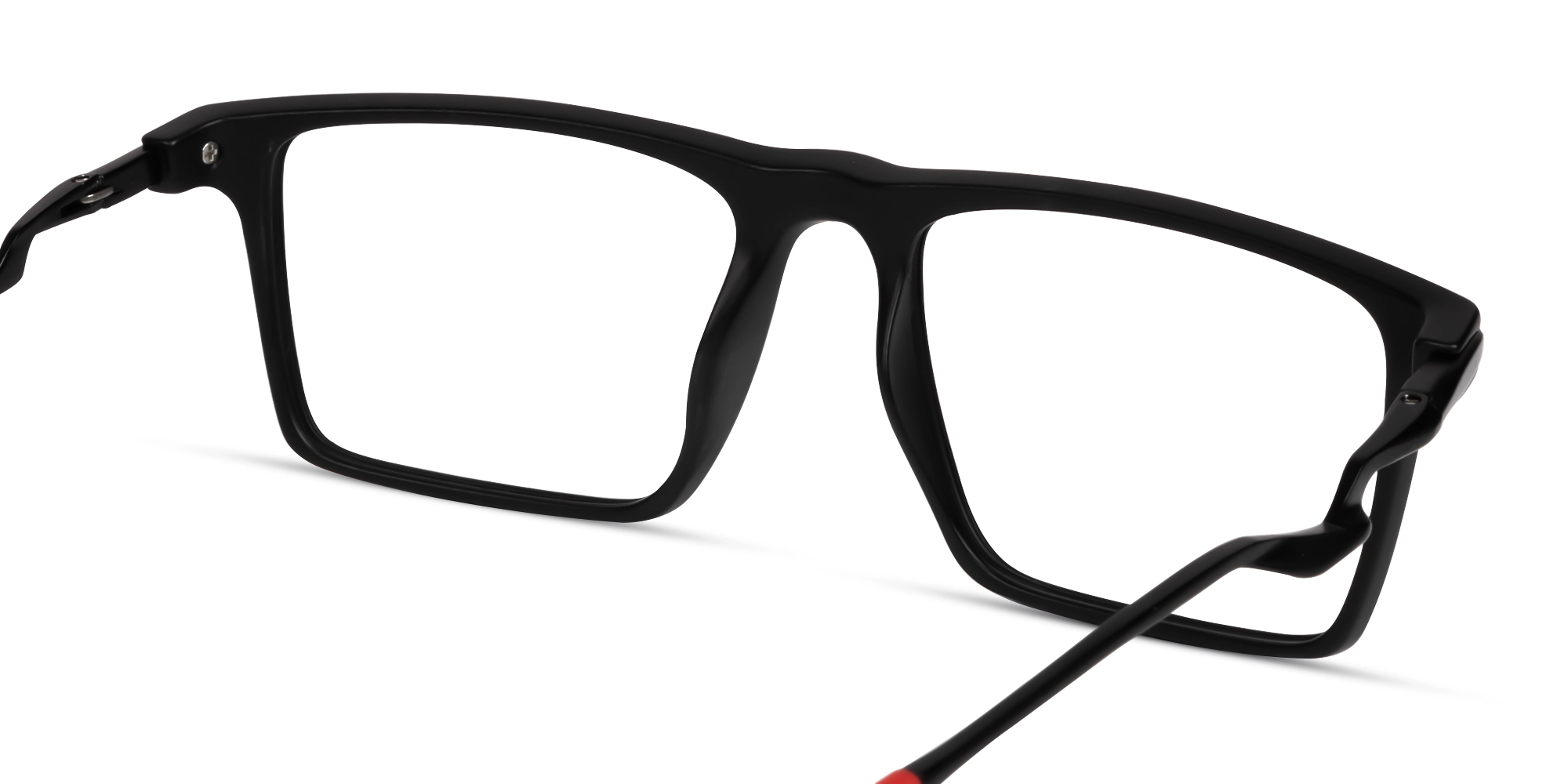 Matte Black Sports Rectangular Flattop Glasses-5
