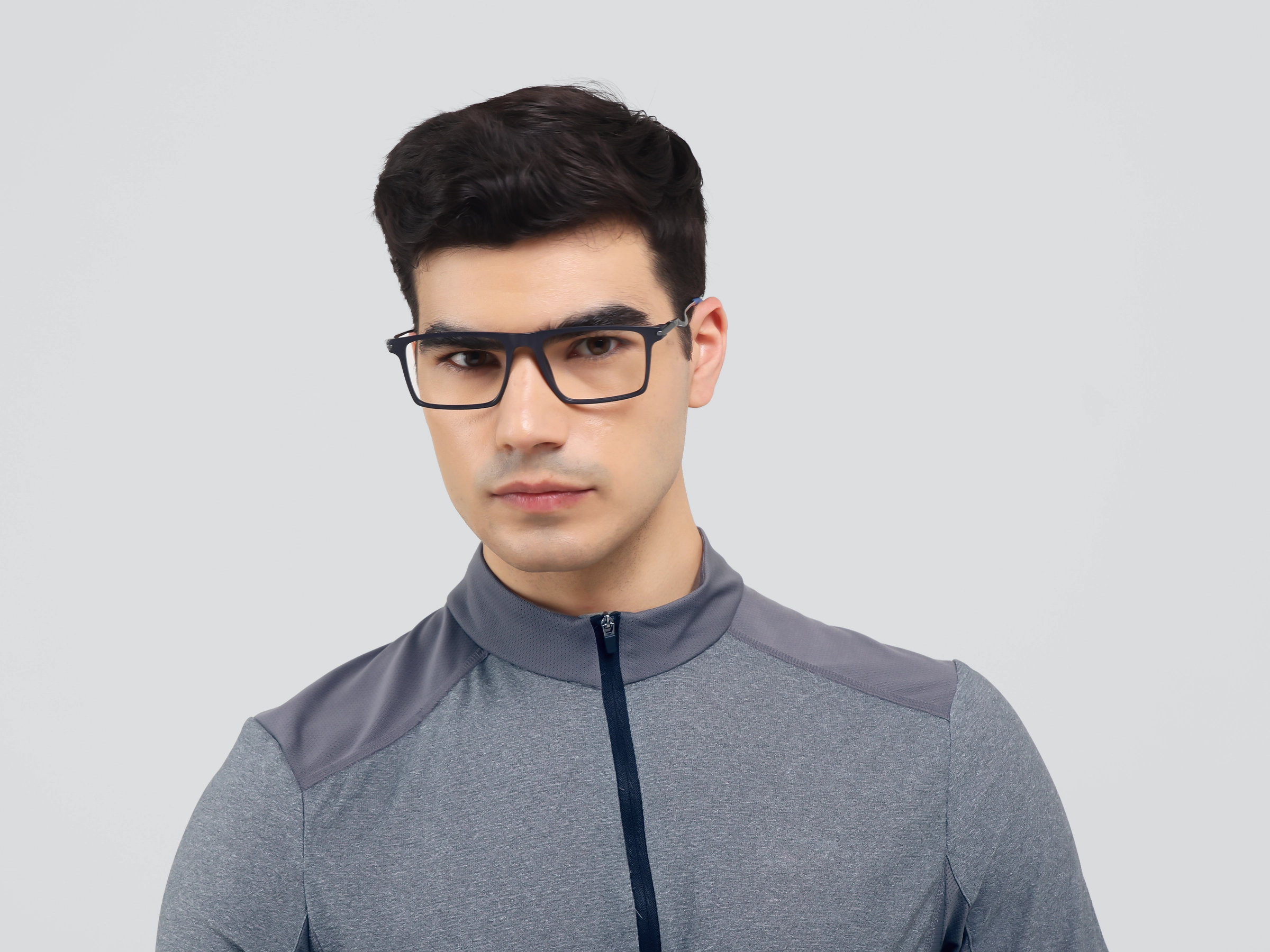 Matte Blue Rectangular Flattop Glasses-1