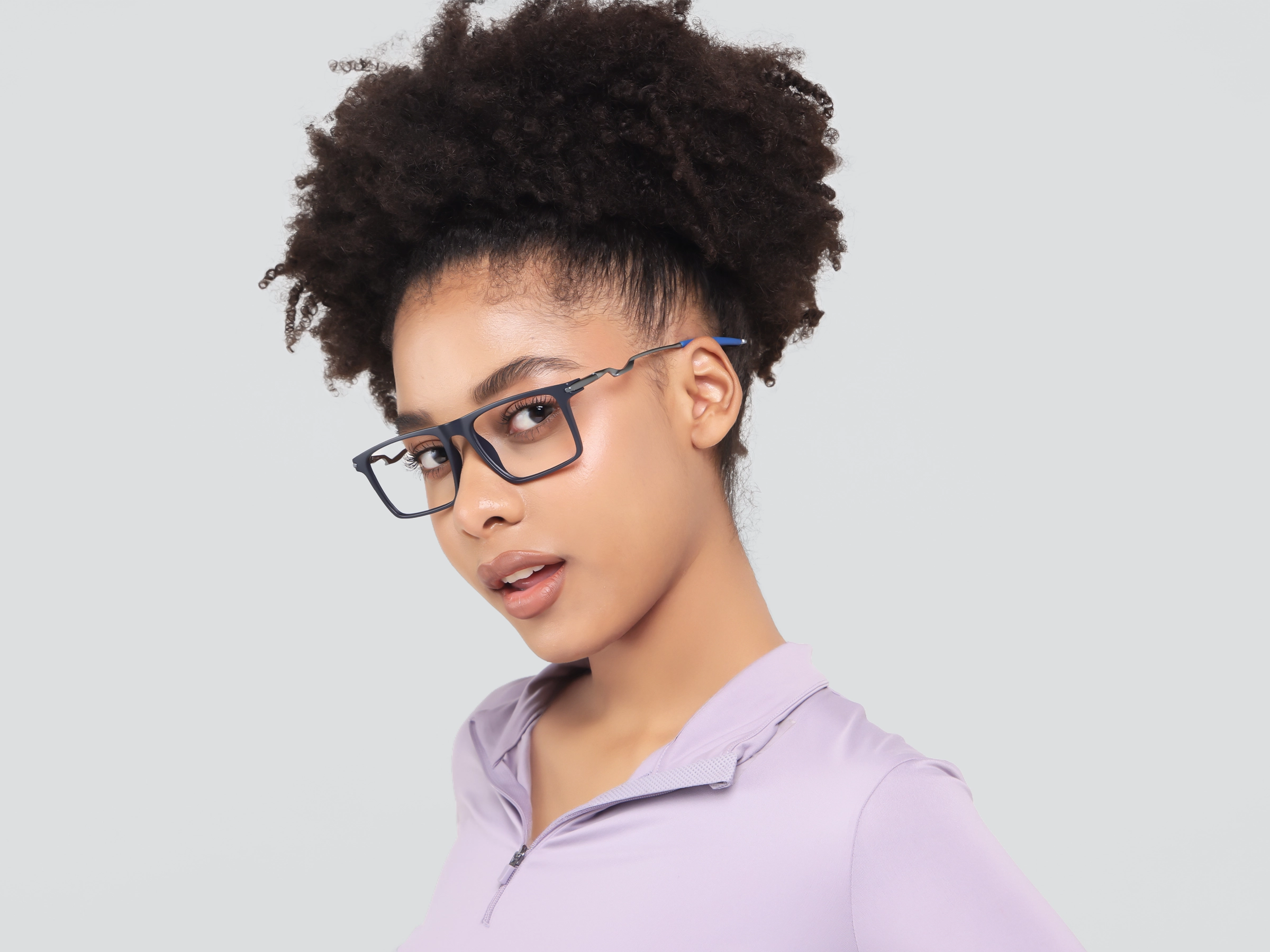 Matte Blue Rectangular Flattop Glasses-13