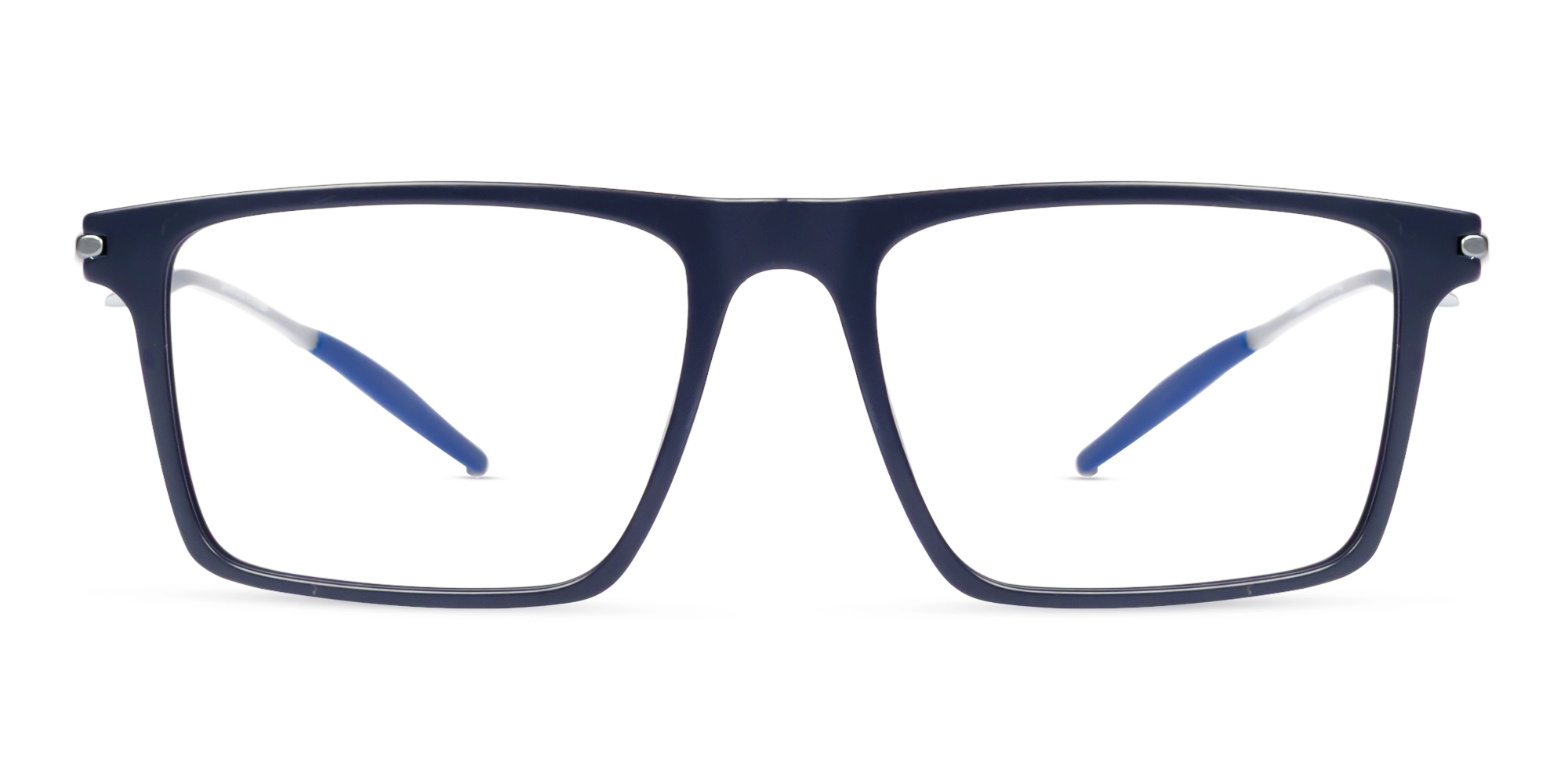 Matte Blue Rectangular Flattop Glasses-1
