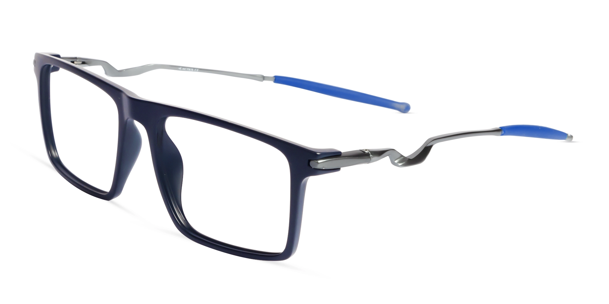 Matte Blue Rectangular Flattop Glasses-3