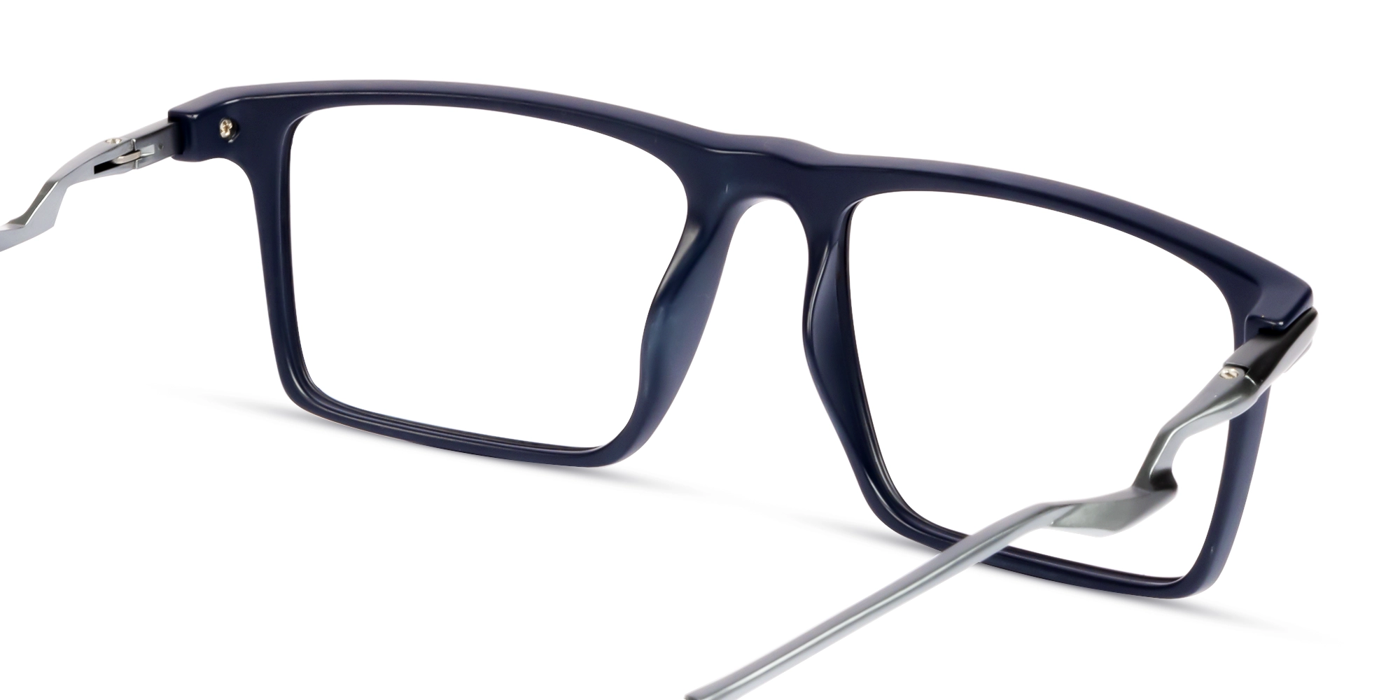 Matte Blue Rectangular Flattop Glasses-5