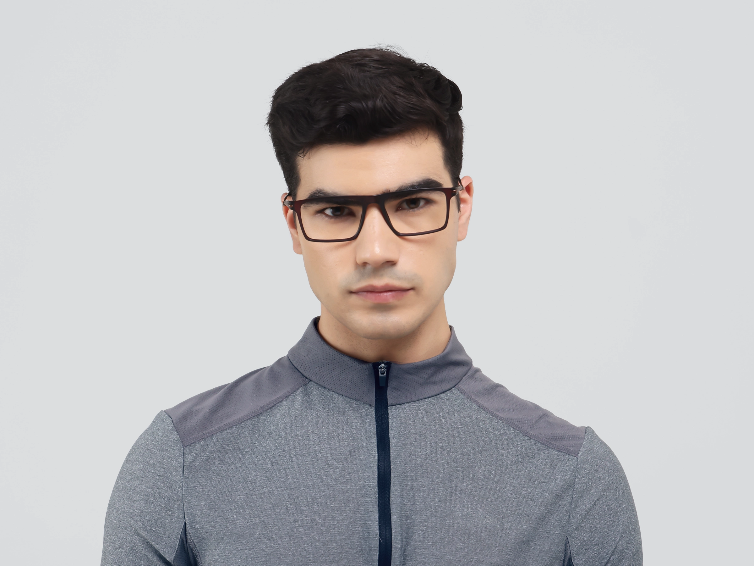 Translucent Brown Rectangular Flattop Glasses-1