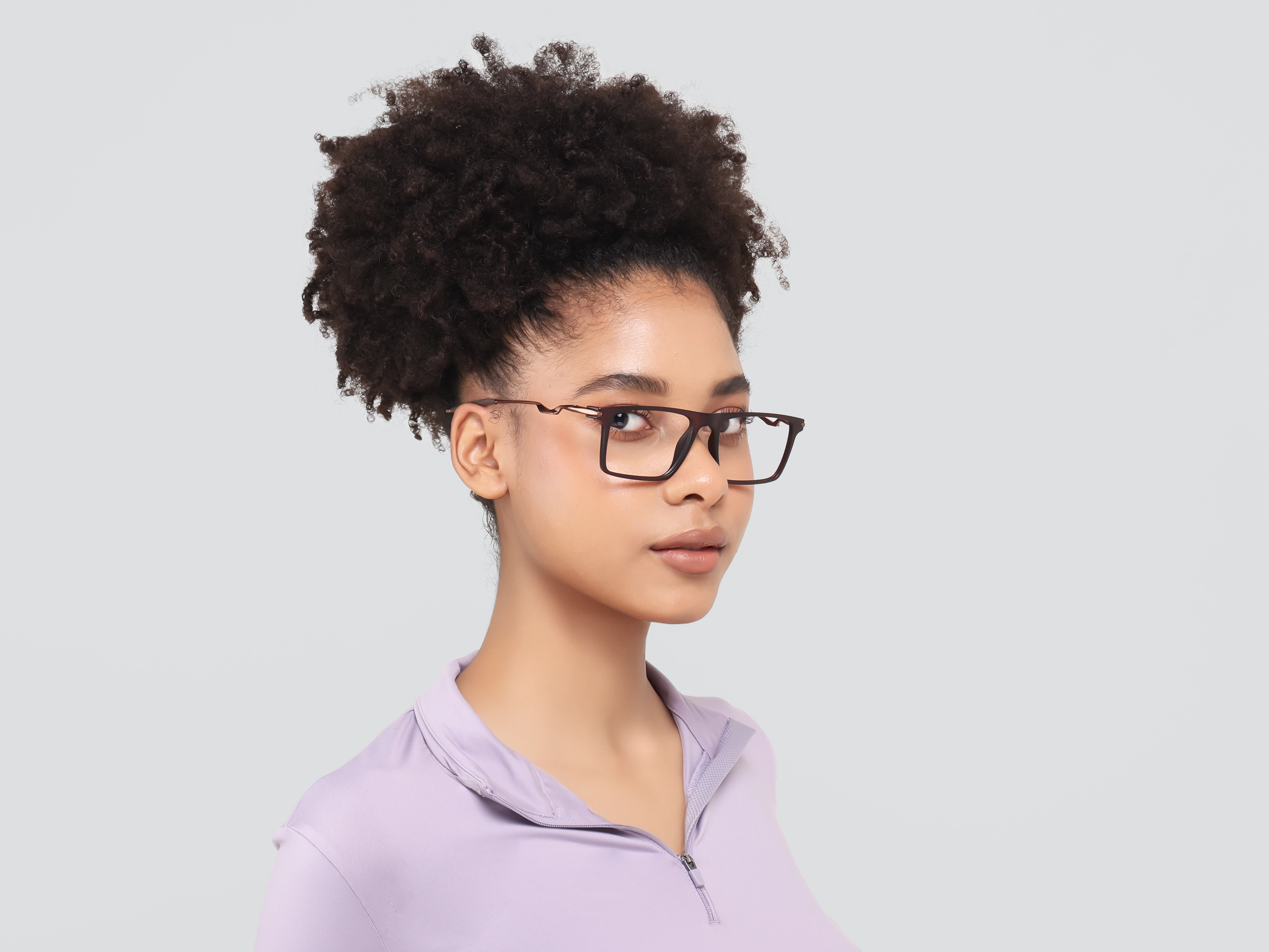 Translucent Brown Rectangular Flattop Glasses-12