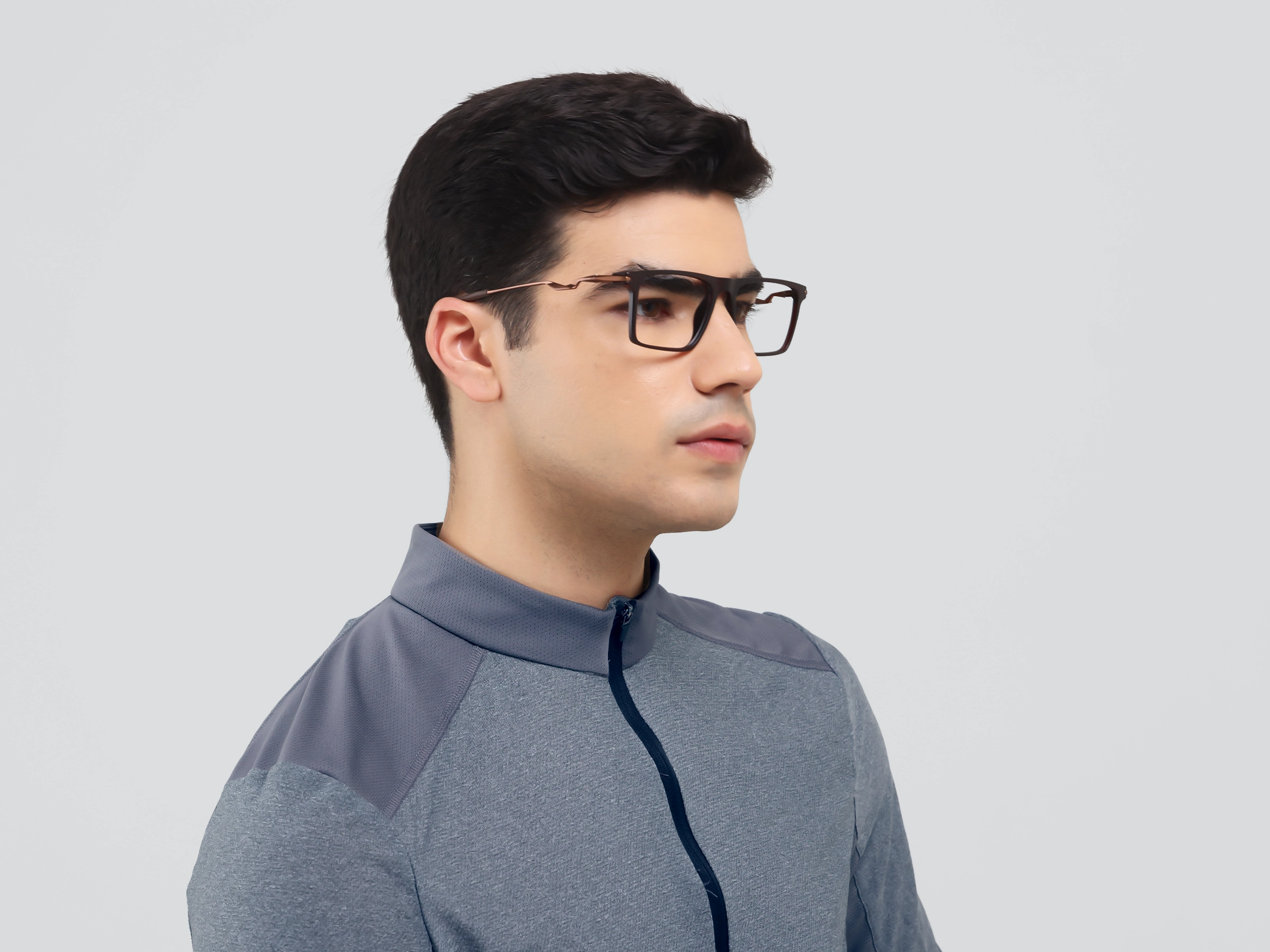 Translucent Brown Rectangular Flattop Glasses-2