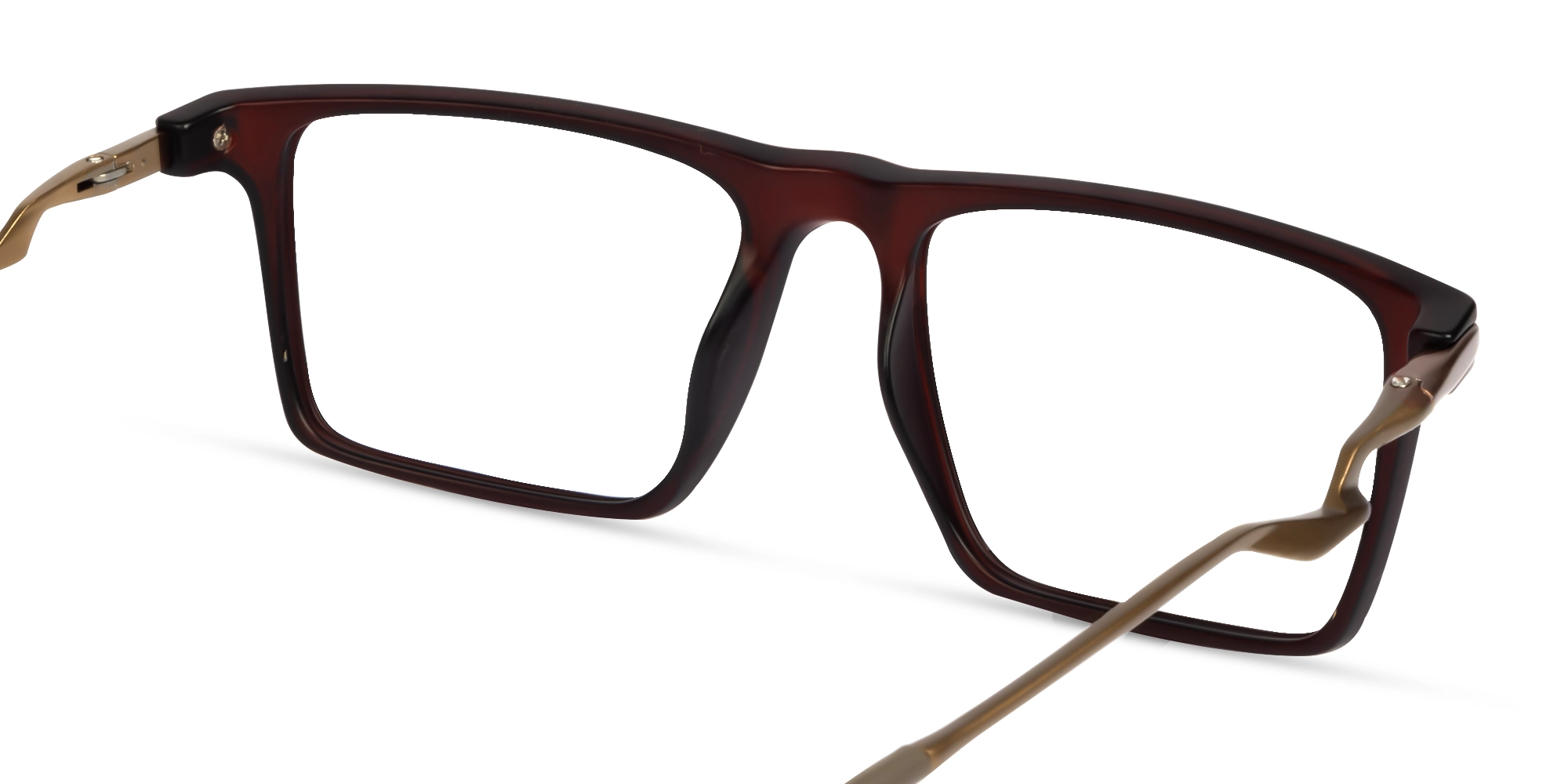 Translucent Brown Rectangular Flattop Glasses-5