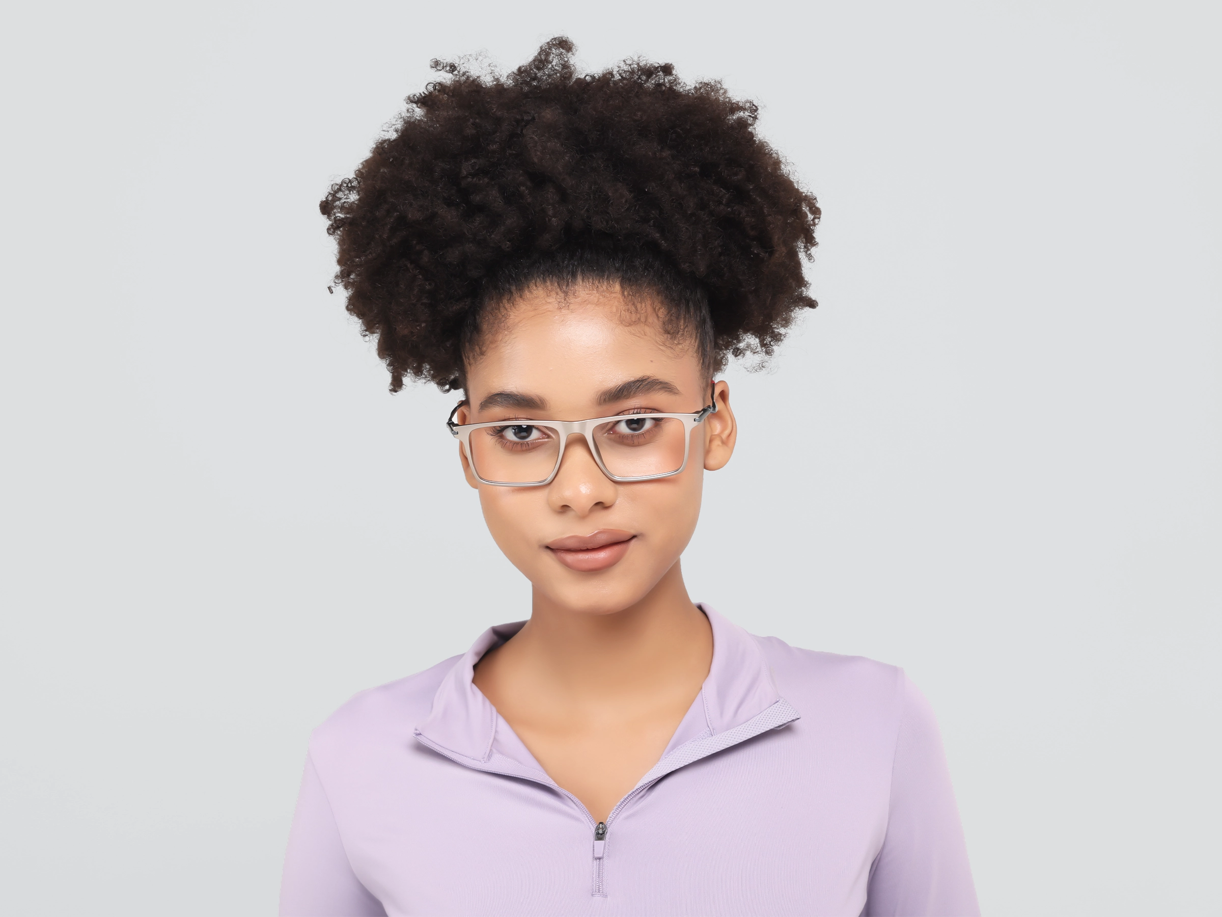 Pale Silver Flattop Rectangular Glasses-11