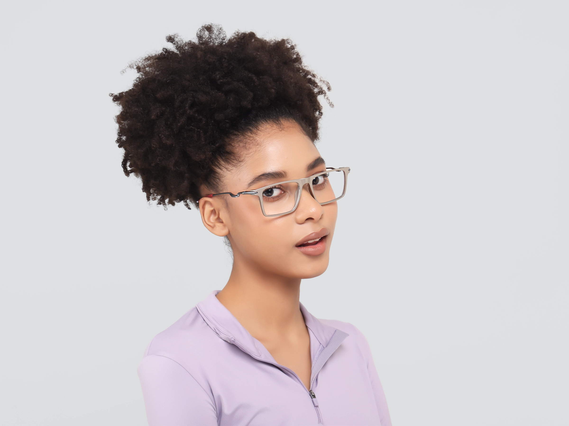 Pale Silver Flattop Rectangular Glasses-12