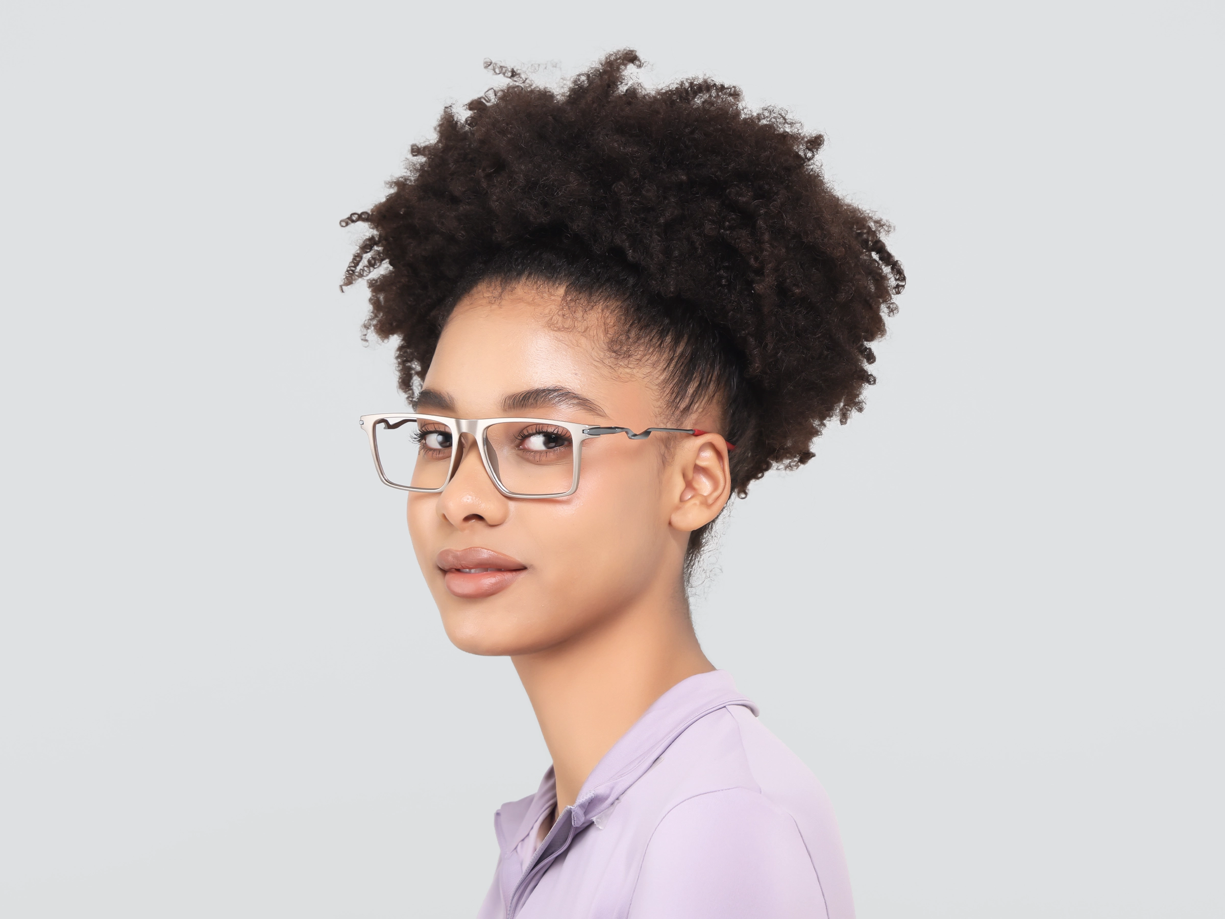 Pale Silver Flattop Rectangular Glasses-13