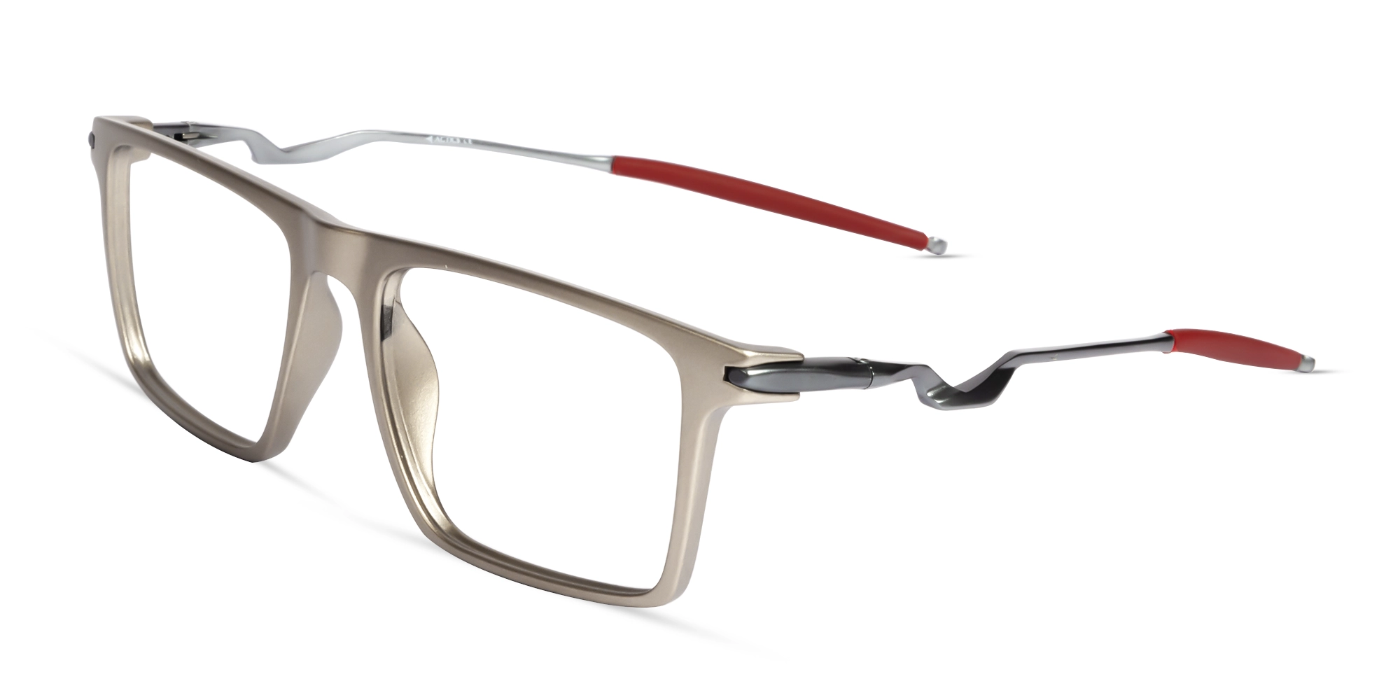 Pale Silver Flattop Rectangular Glasses-3