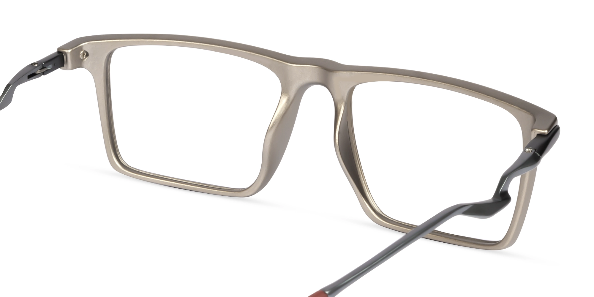 Pale Silver Flattop Rectangular Glasses-5